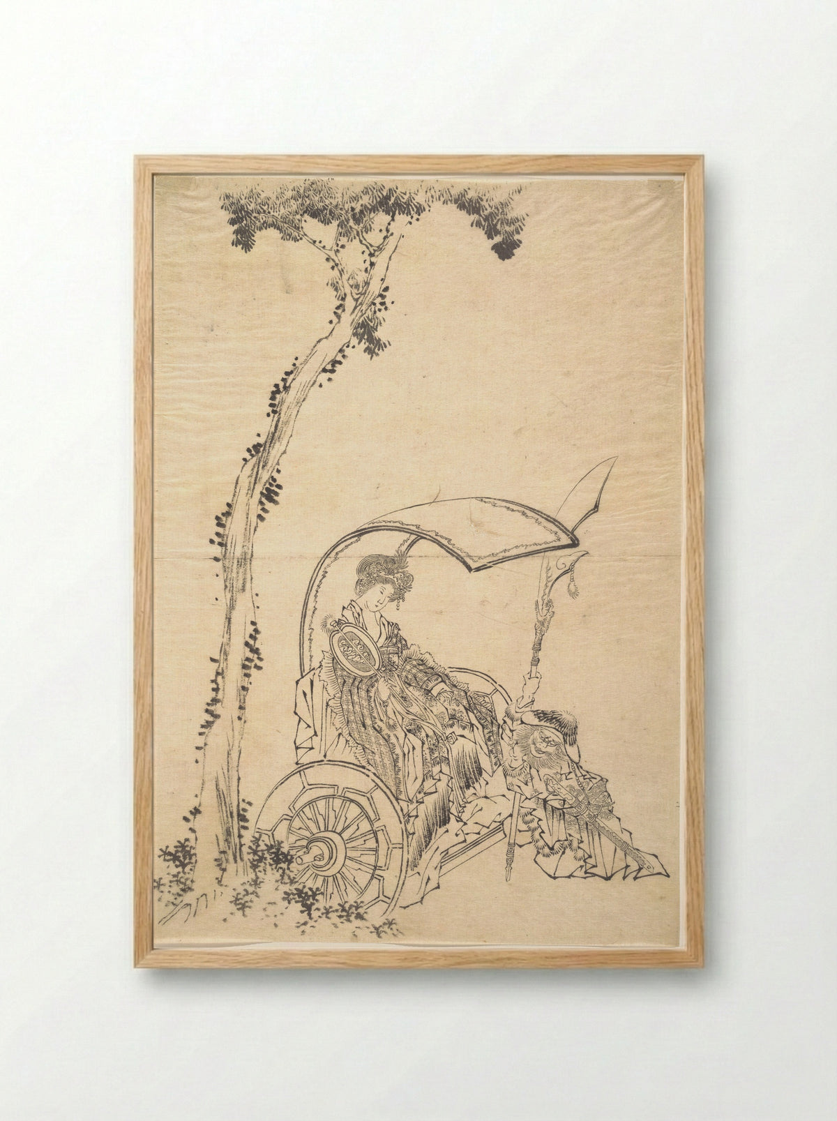 Lady in a Chariot - Katsushika Hokusai - Framed Print Wood