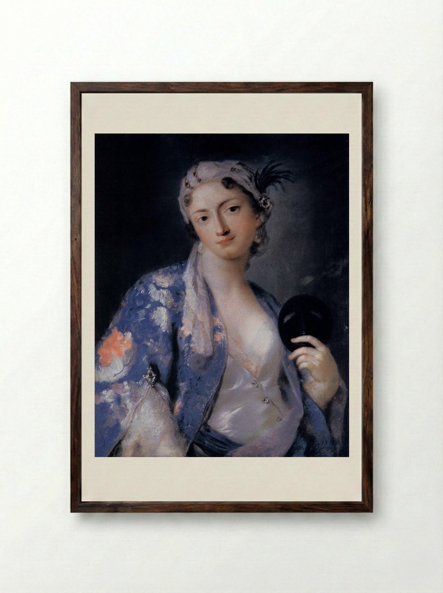 Lady in a Turkish Costume (Felicita Sartori) - Rosalba Carriera - Framed Print Dark Wood