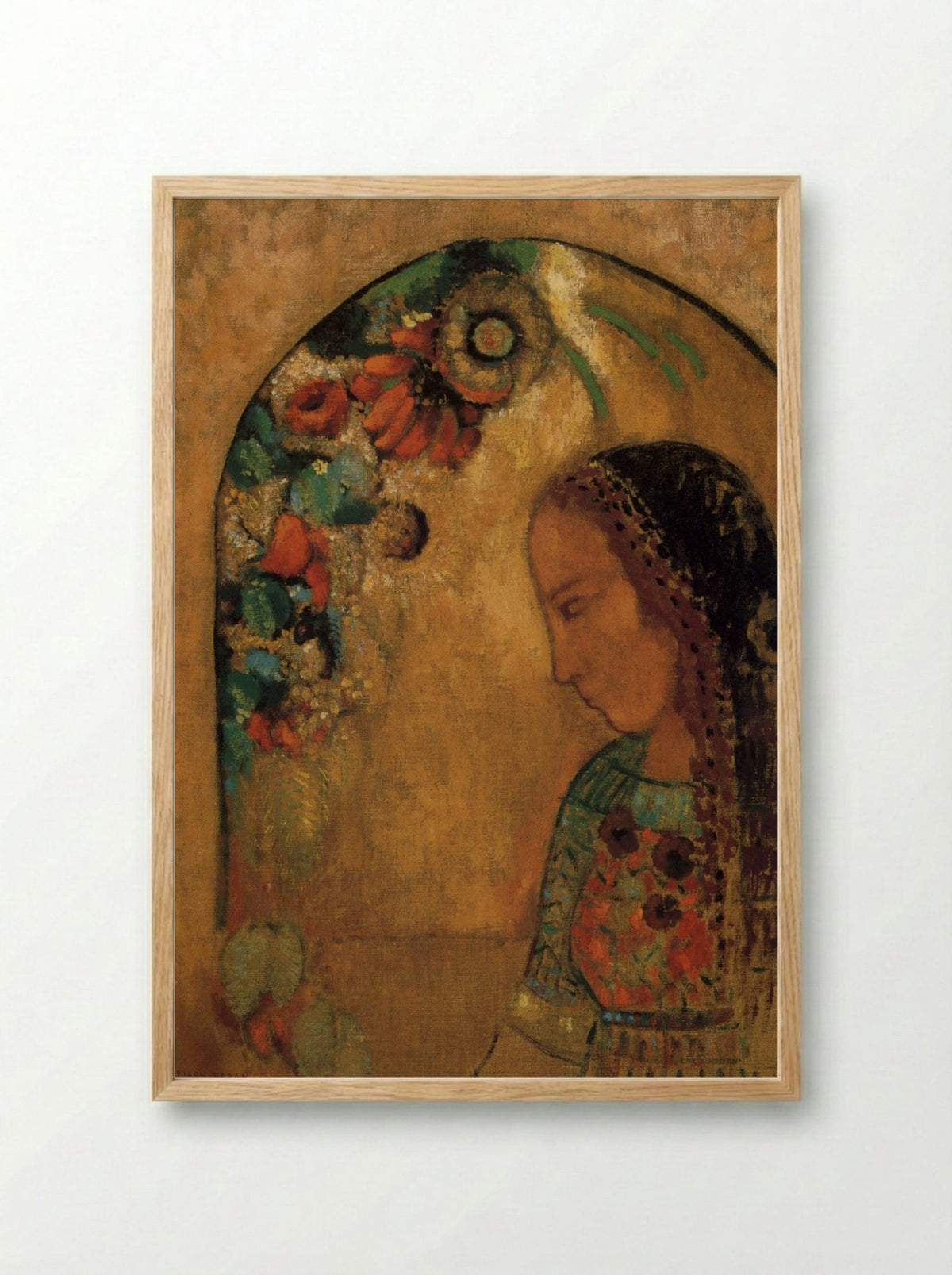 Lady of the Flowers - Odilon Redon - Framed Print Wood