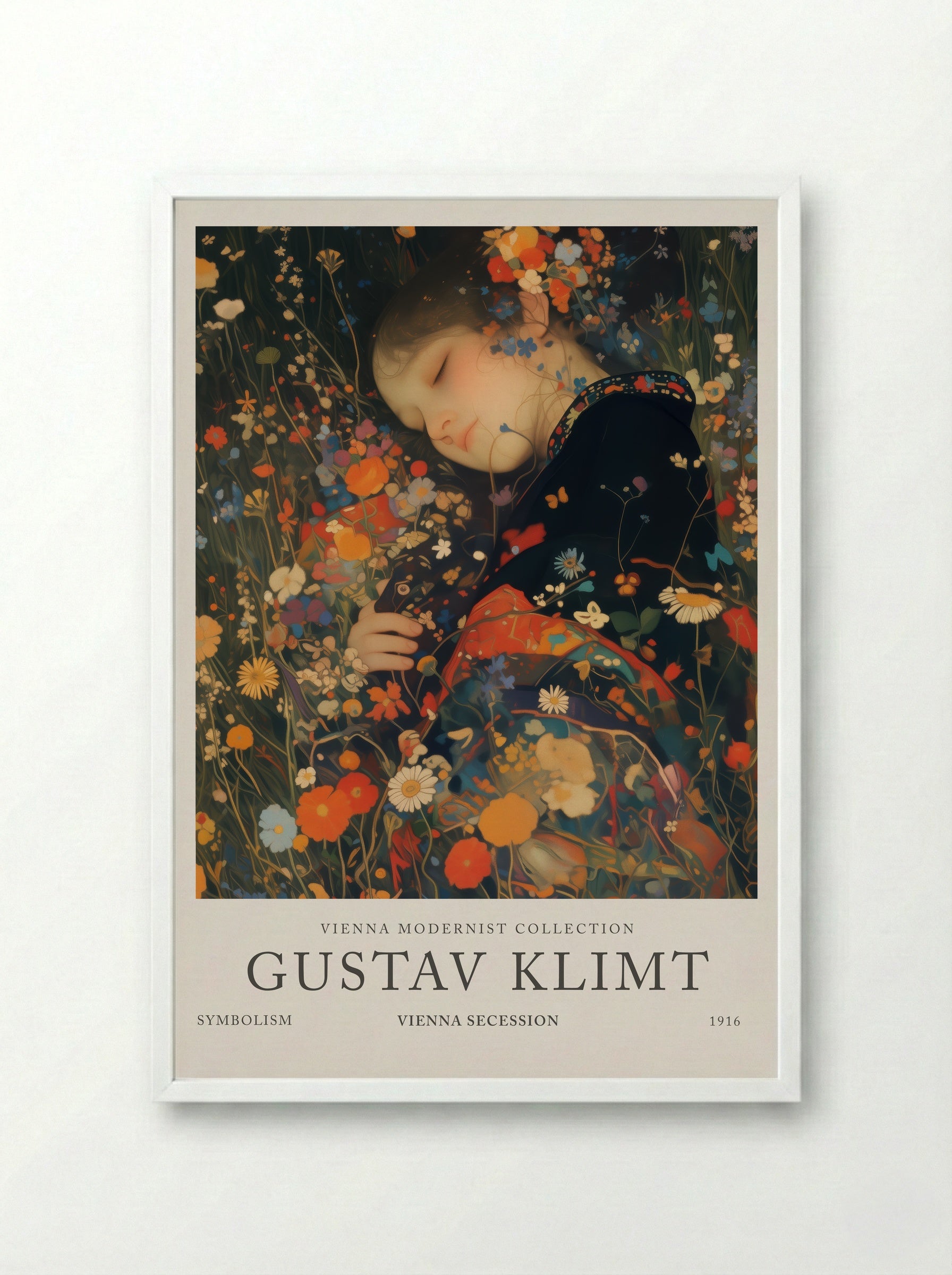 Lady of the Garden - Gustav Klimt - Framed Print White