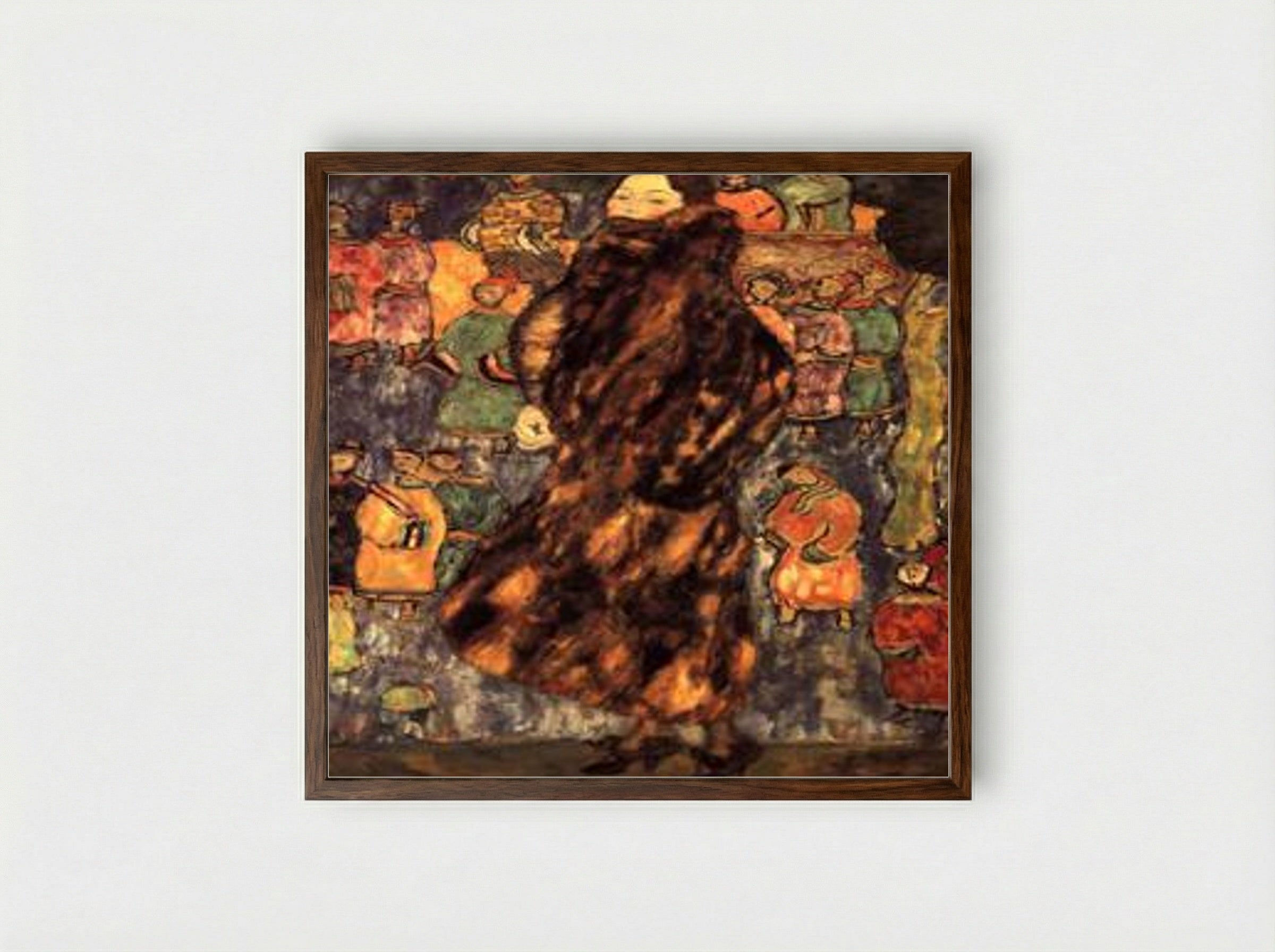 Lady with Fur Collar - Gustav Klimt - Framed Print Dark Wood