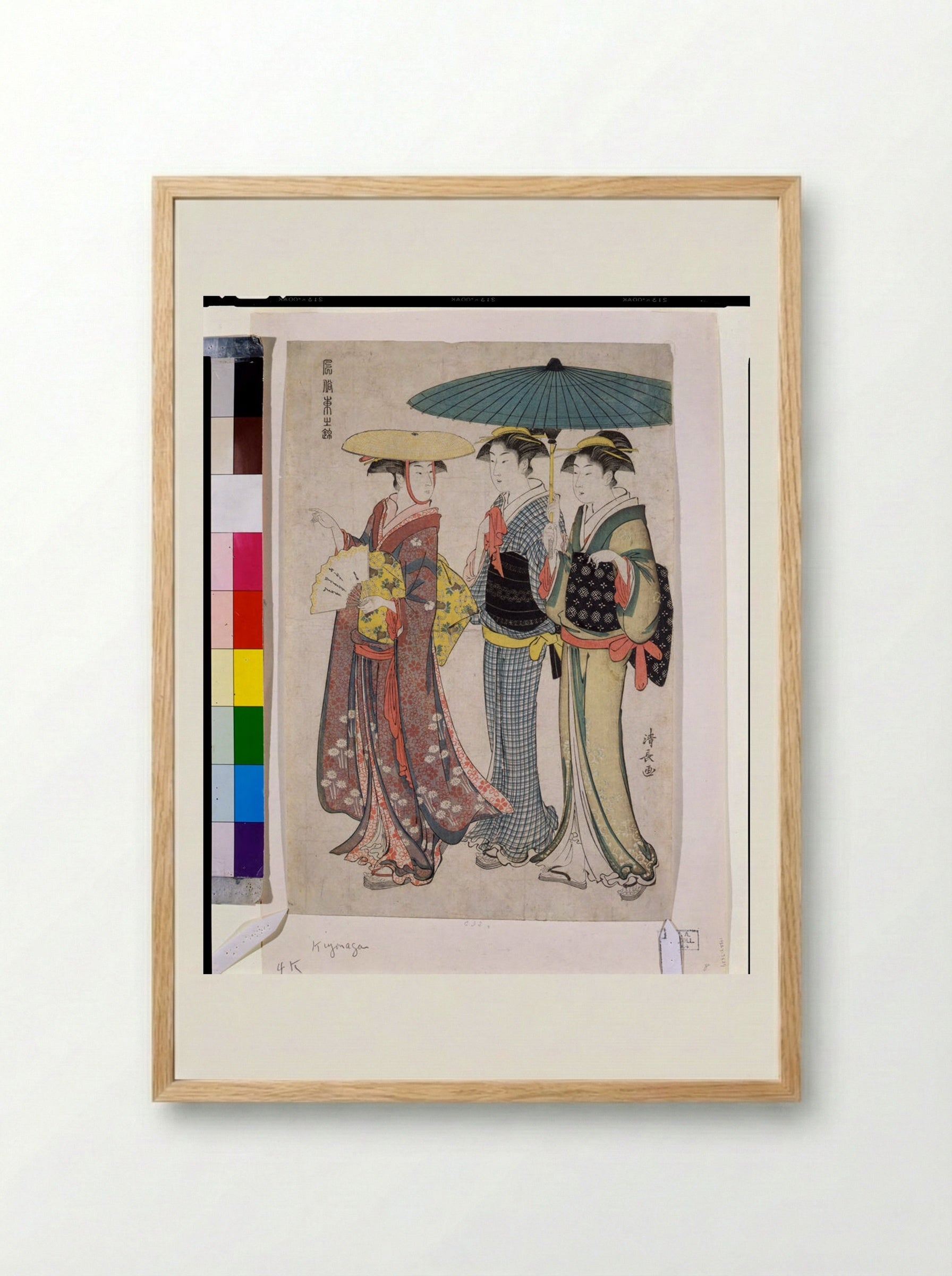 Lady with Two Servants, from the series Fuzoku azuma no nishiki - Torii Kiyonaga - Framed Print Wood