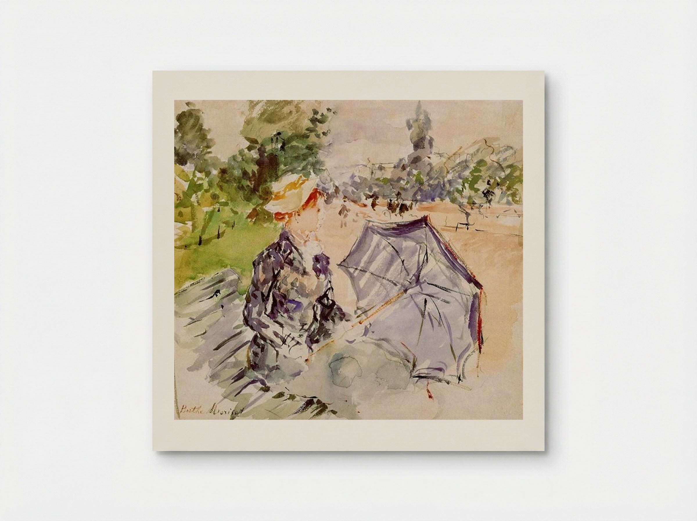 Lady with a Parasol Sitting in a Park - Berthe Morisot - Poster