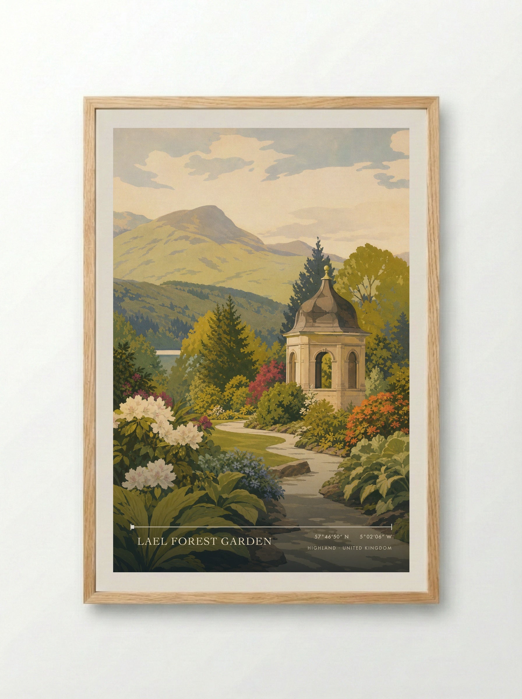 Lael Forest Garden Highland United Kingdom Travel Poster - Framed Print Wood