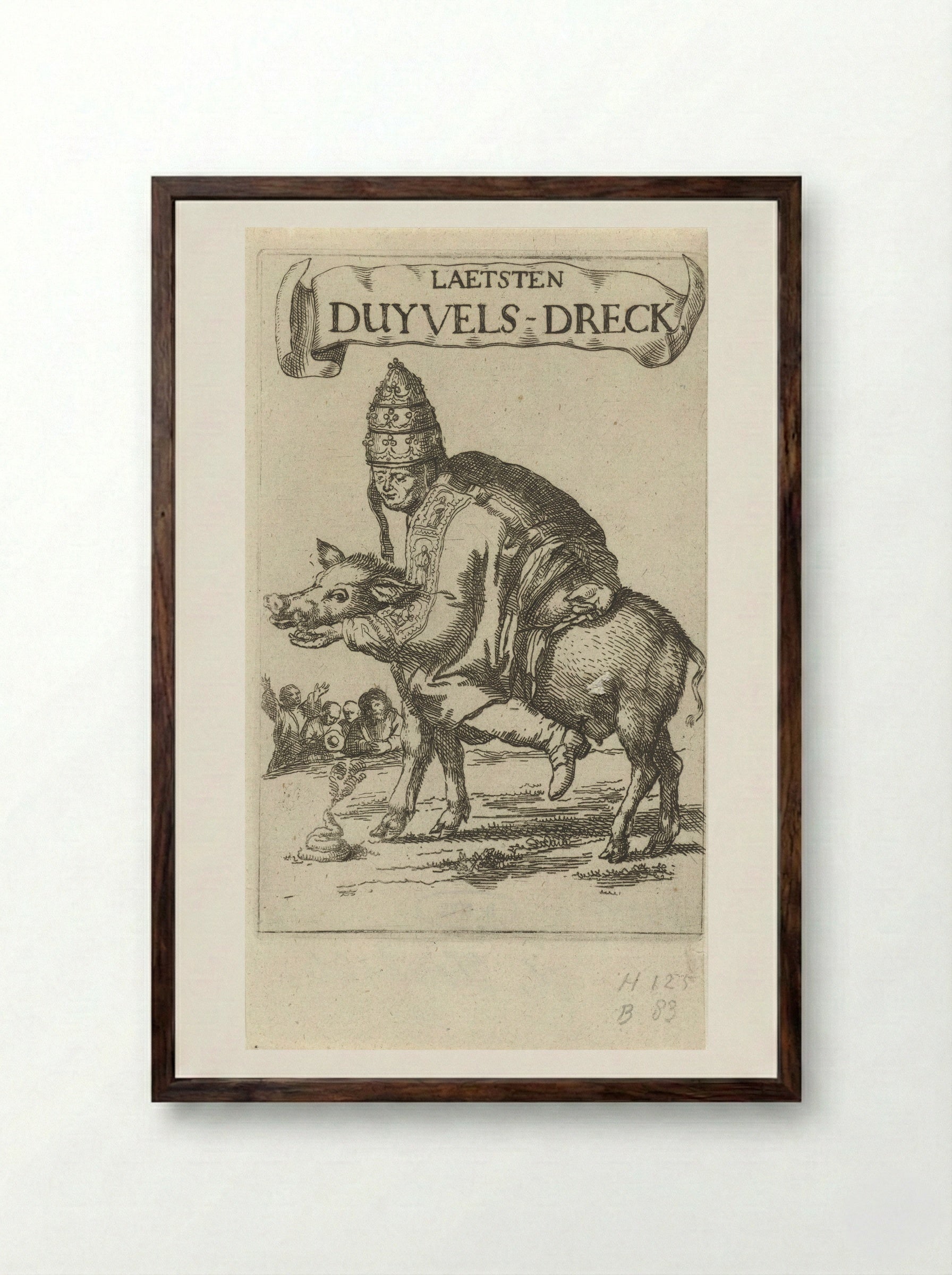 Laetsten Duyvels-Dreck - Arnold Houbraken - Framed Print Dark Wood