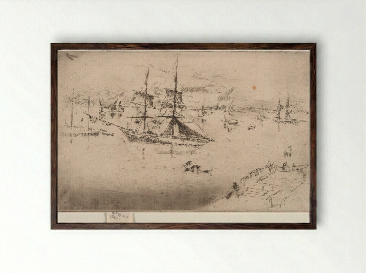 Lagoon: Noon - James McNeill Whistler - Framed Print Dark Wood