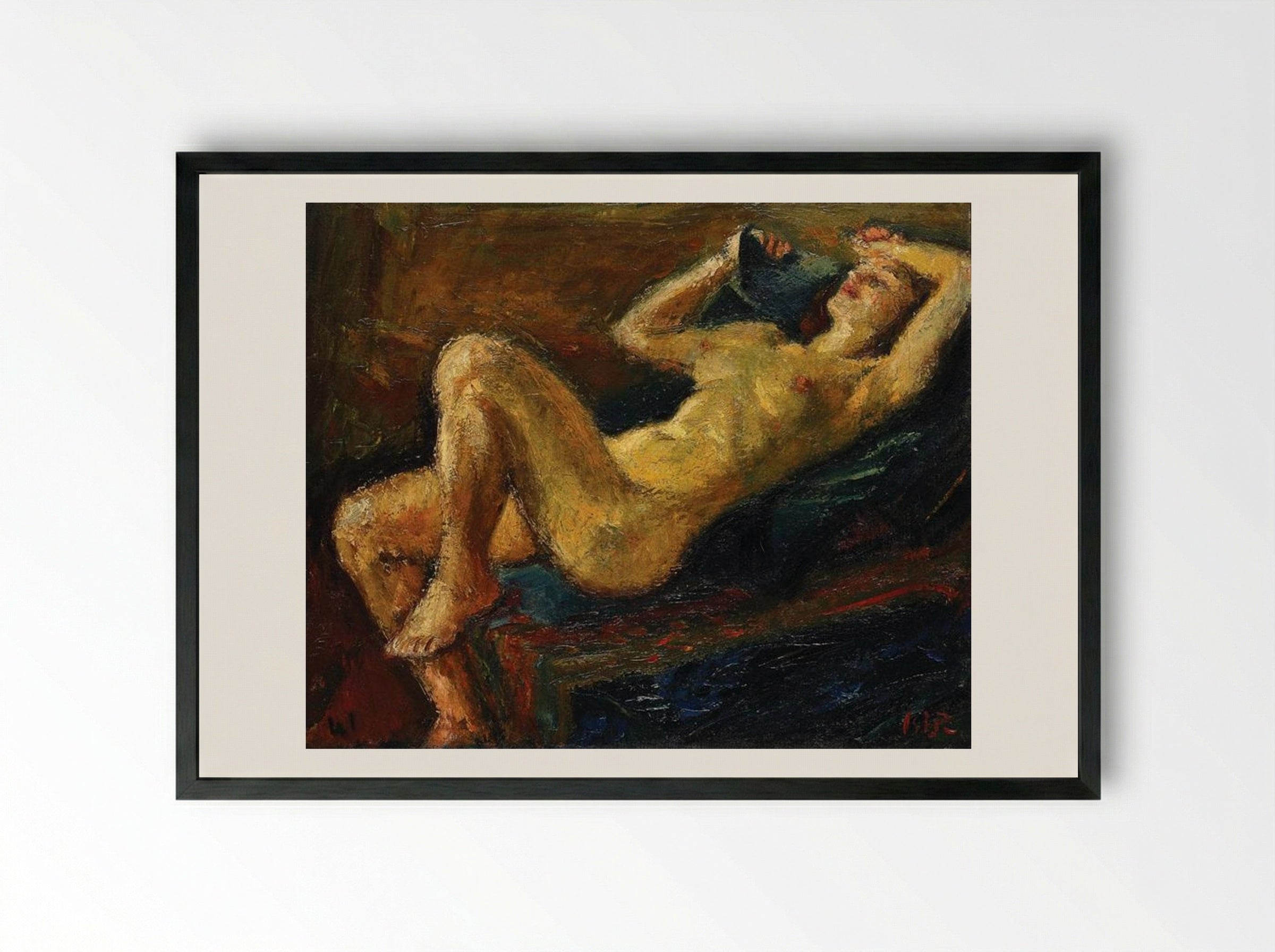Laid Back Nude - Iosif Iser - Framed Print Black