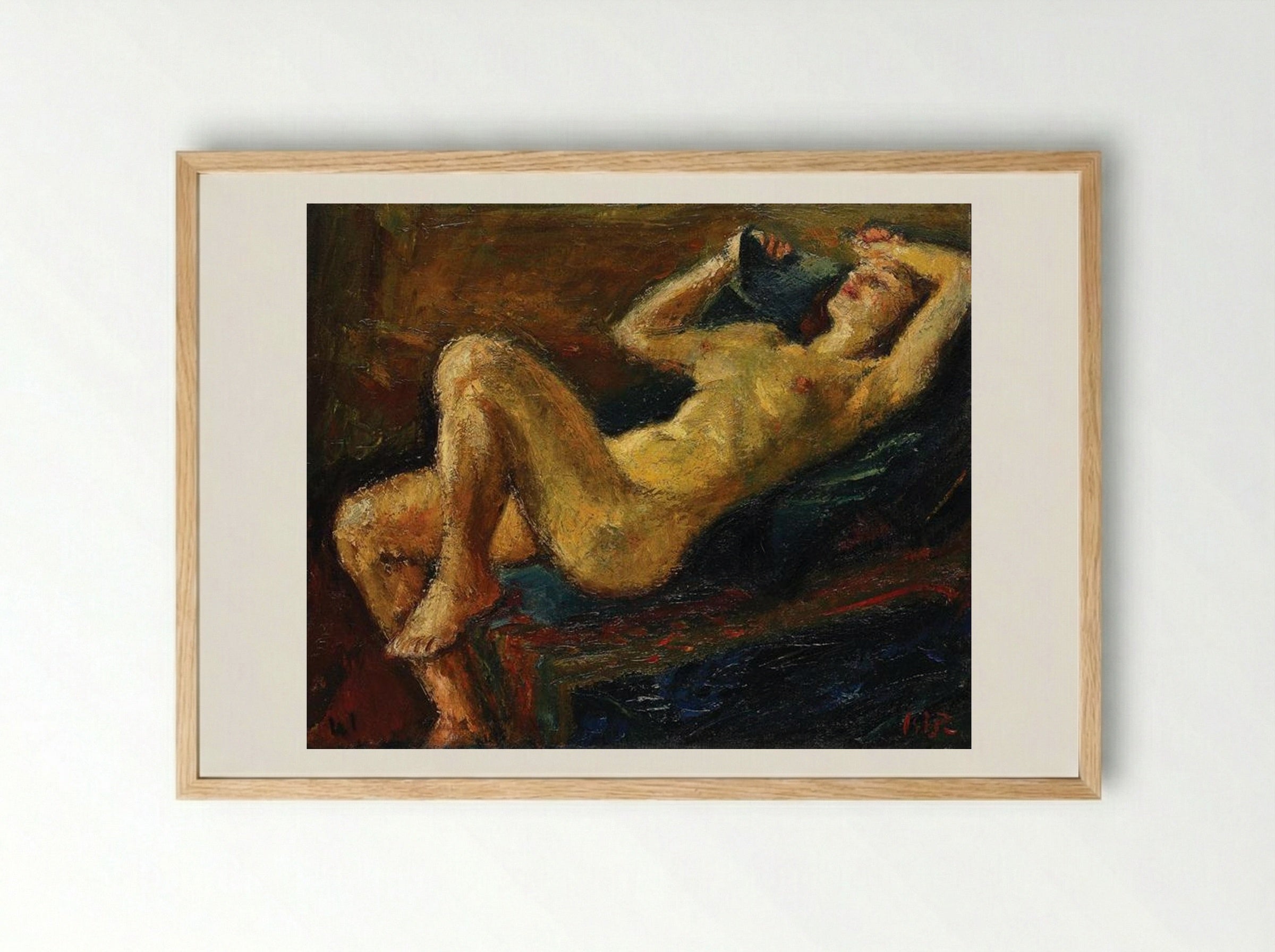 Laid Back Nude - Iosif Iser - Framed Print Wood