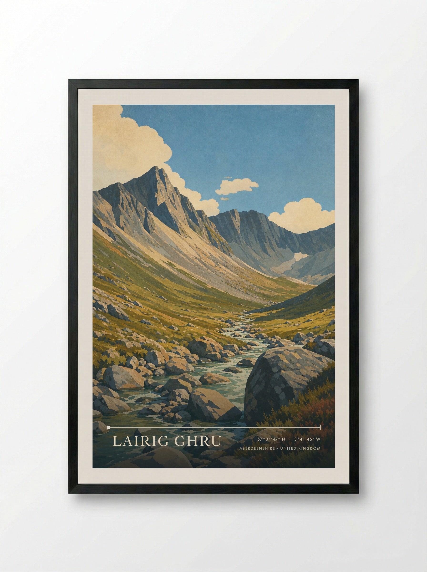 Lairig Ghru Aberdeenshire United Kingdom Travel Poster - Framed Print Black
