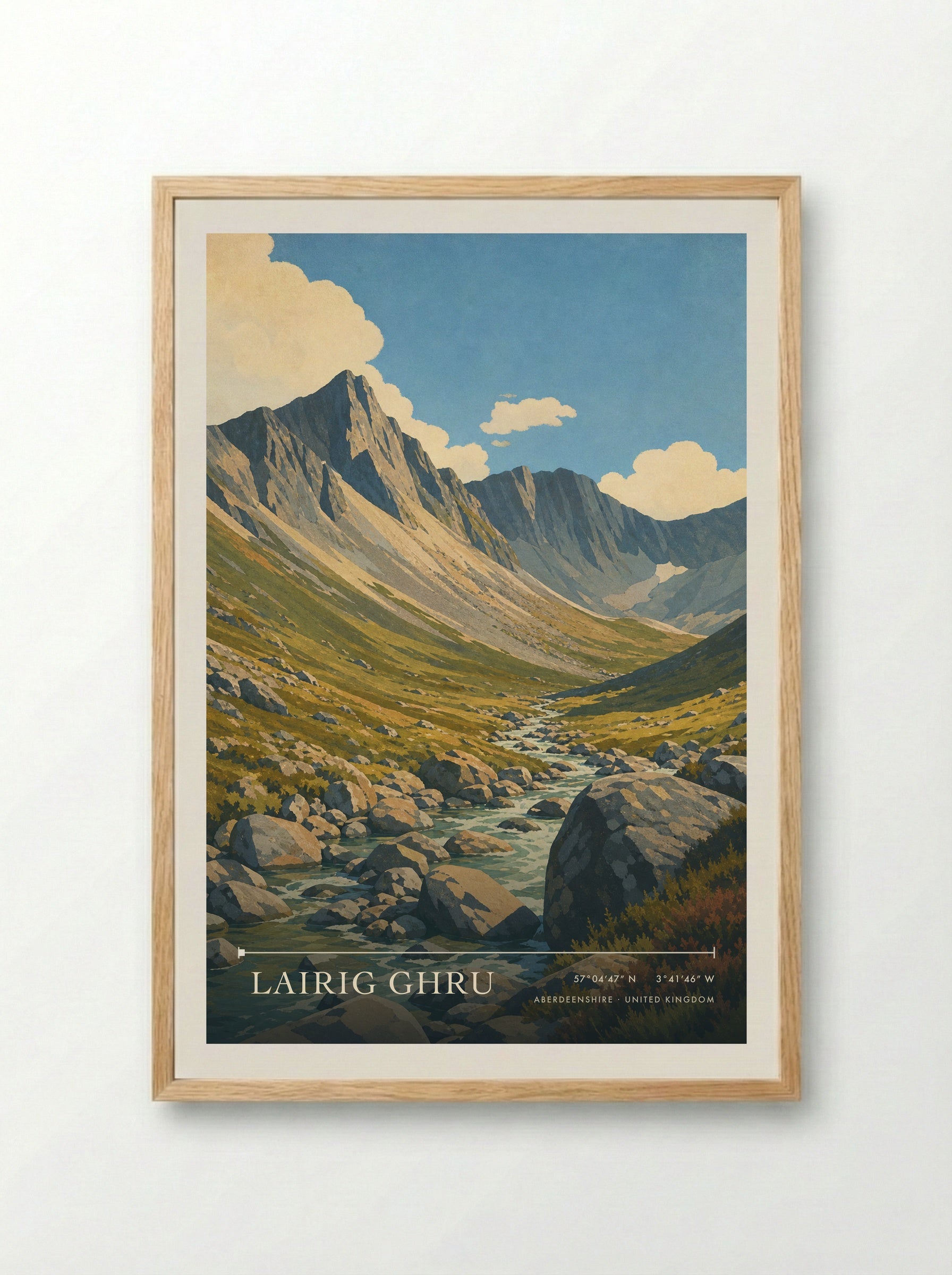 Lairig Ghru Aberdeenshire United Kingdom Travel Poster - Framed Print Wood