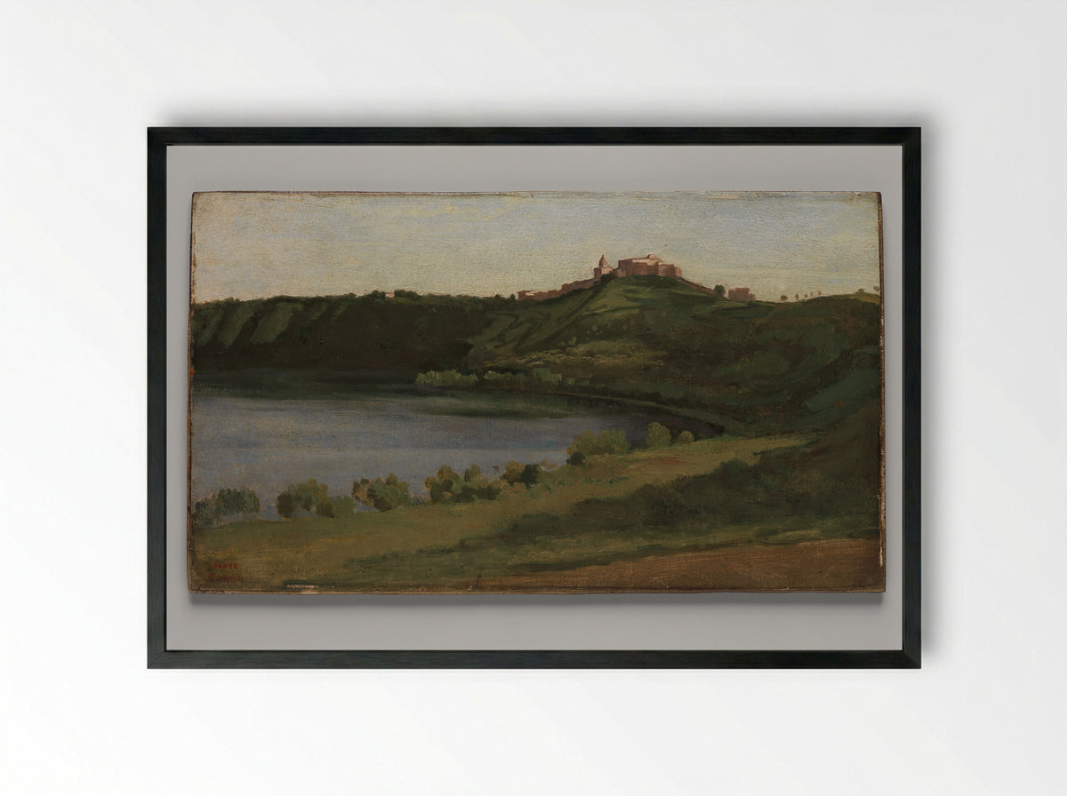 Lake Albano and Castel Gandolfo - Camille Corot - Framed Print Black