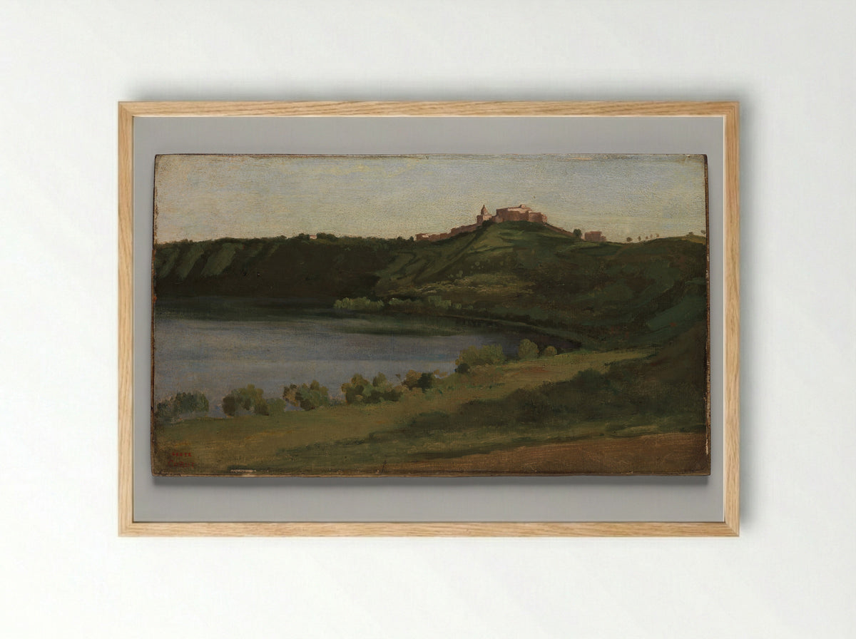Lake Albano and Castel Gandolfo - Camille Corot - Framed Print Wood