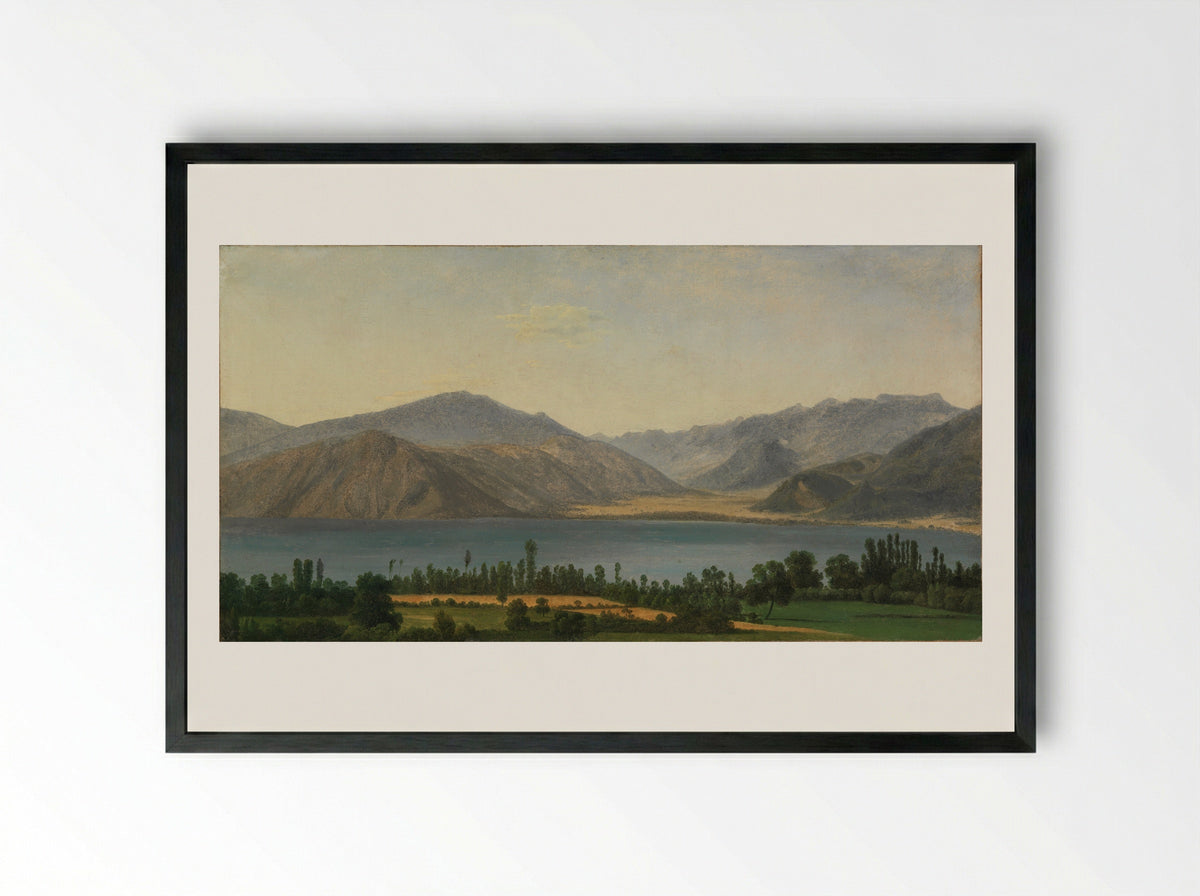 Lake Fucino and the Abruzzi Mountains - Jean-Joseph-Xavier Bidauld - Framed Print Black