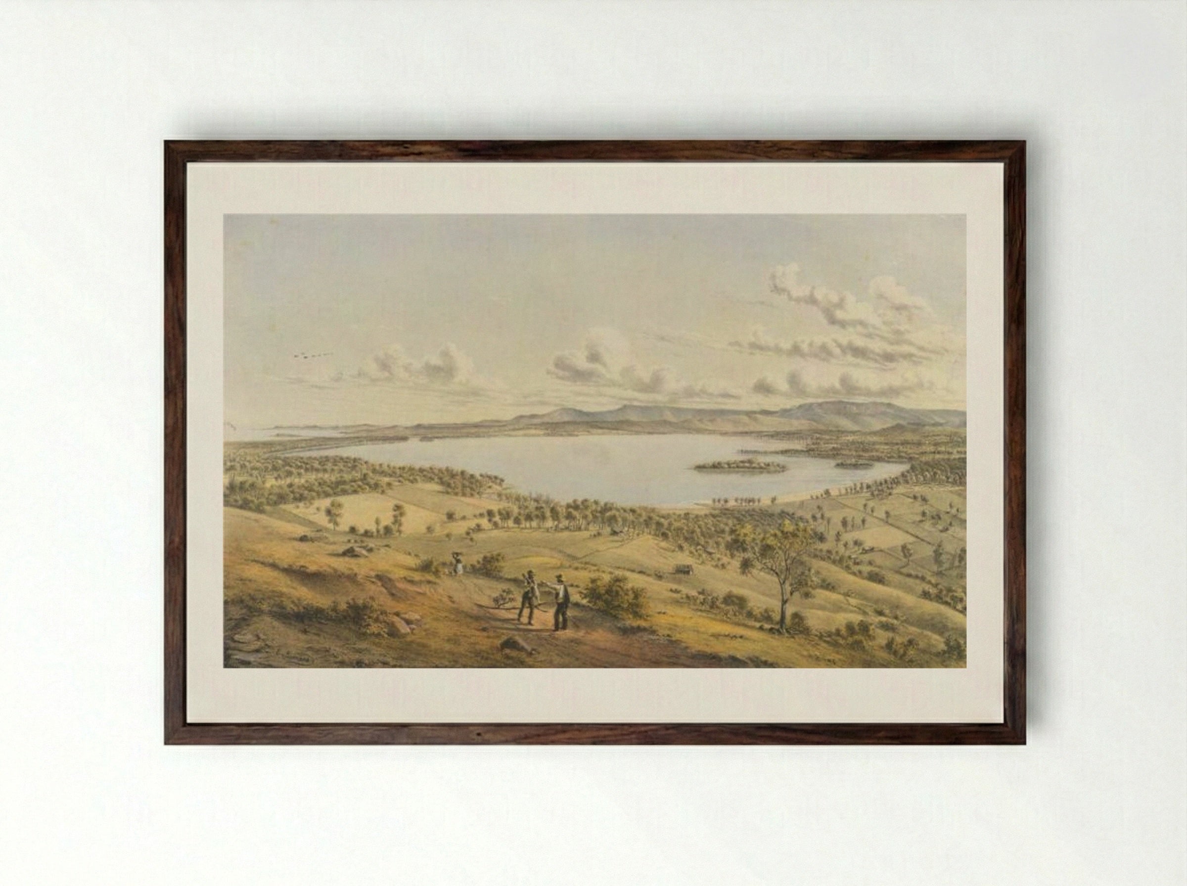 Lake Illawarra, N.S.W. - Eugene von Guerard - Framed Print Dark Wood