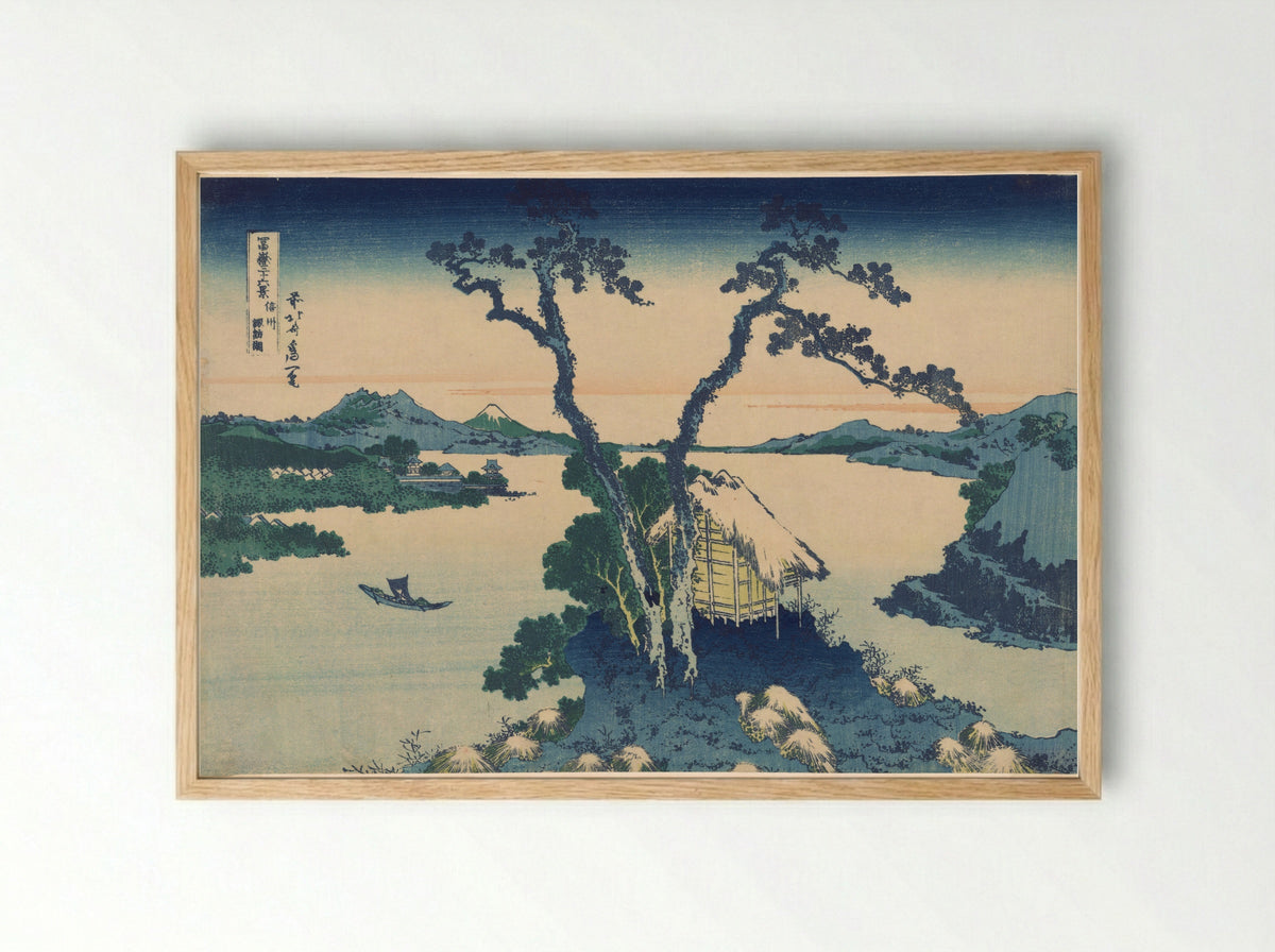 Lake Suwa in Shinano Province - Katsushika Hokusai - Framed Print Wood