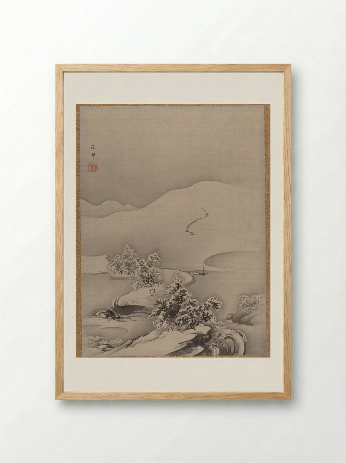 Lake and Causeway - Hashimoto Gahō - Framed Print Wood