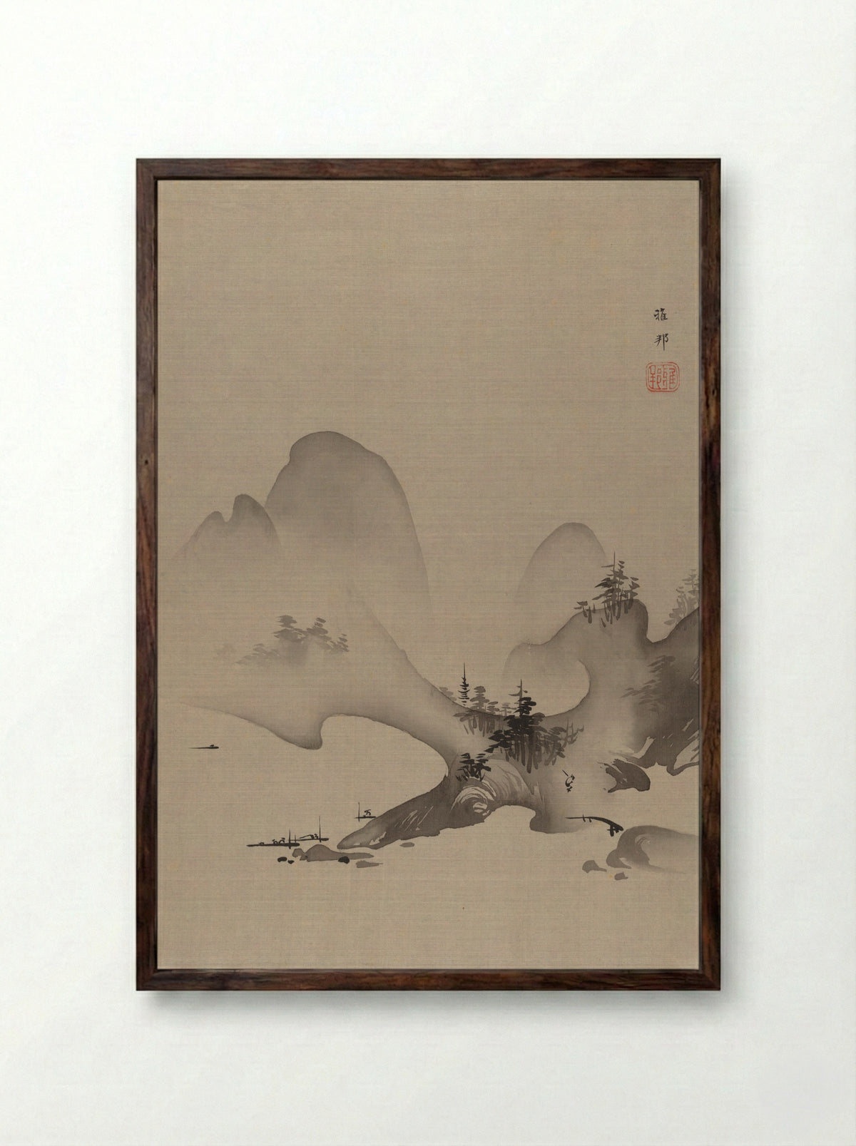Lake and Mountains - Hashimoto Gahō - Framed Print Dark Wood