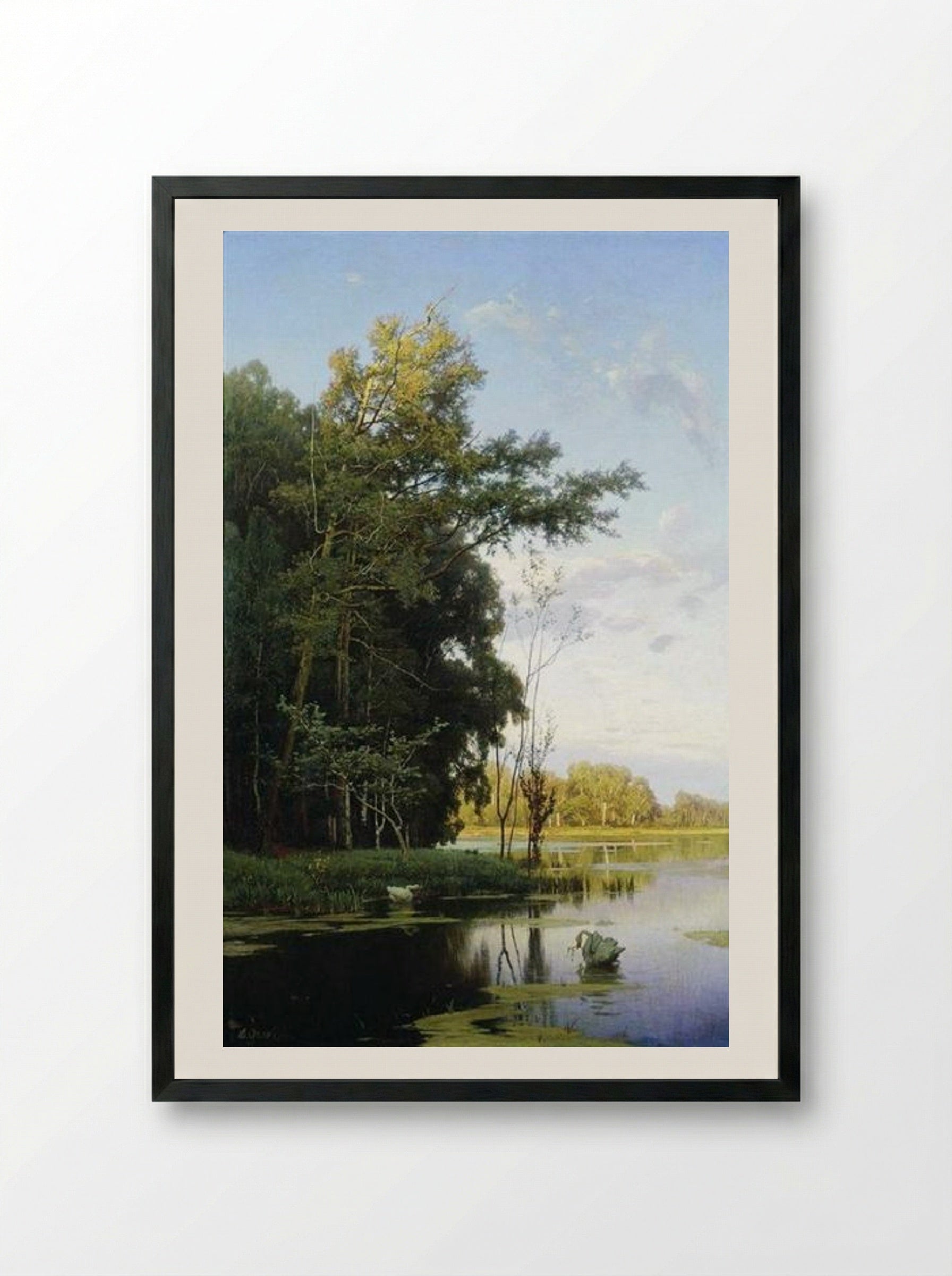 Lake in Gatchina Park - Volodymyr Orlovsky - Framed Print Black