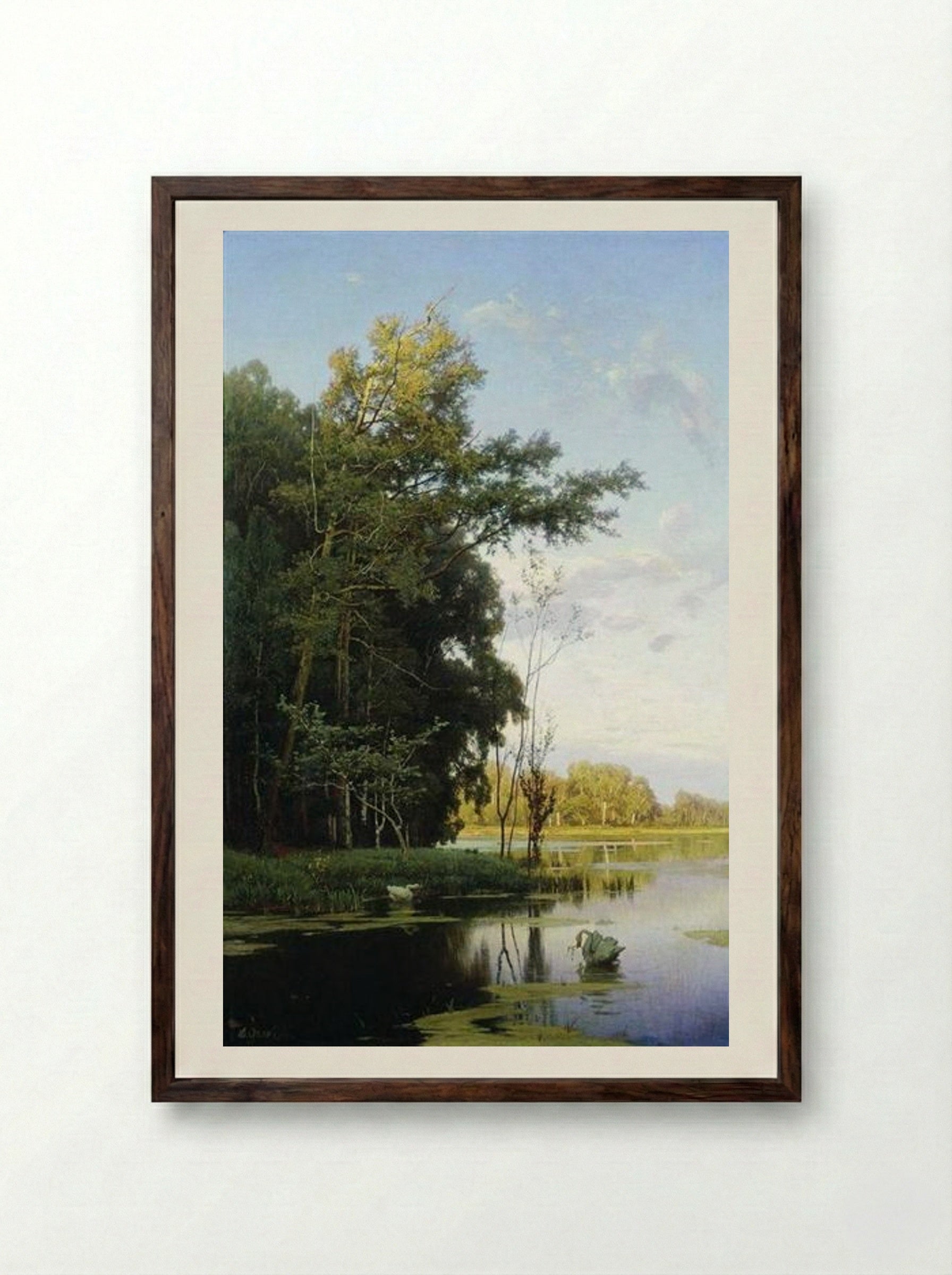 Lake in Gatchina Park - Volodymyr Orlovsky - Framed Print Dark Wood