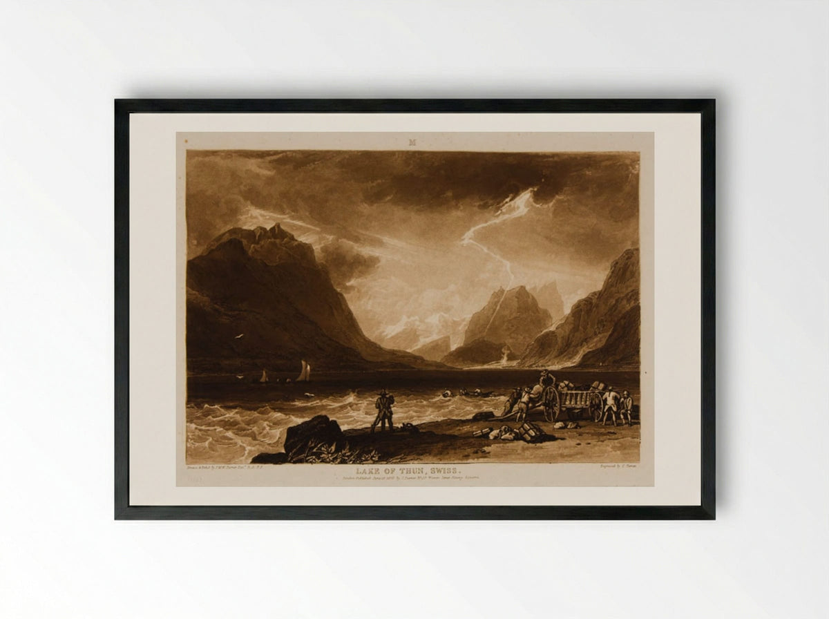 Lake of Thun, Swiss - Charles Turner - Framed Print Black