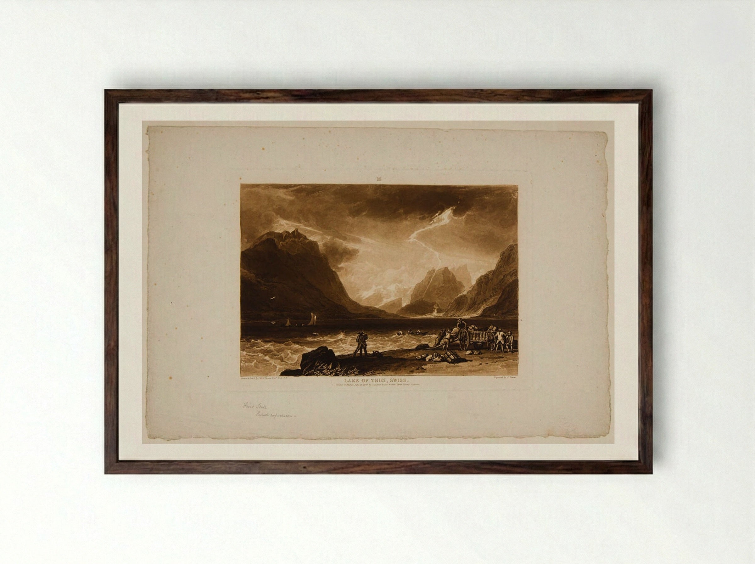 Lake of Thun, Swiss - Charles Turner - Framed Print Dark Wood