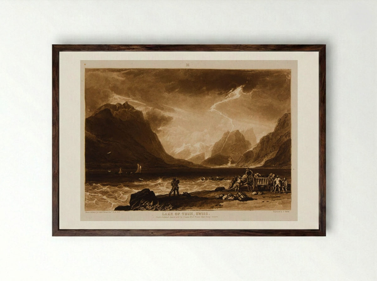 Lake of Thun, Swiss - Charles Turner - Framed Print Dark Wood