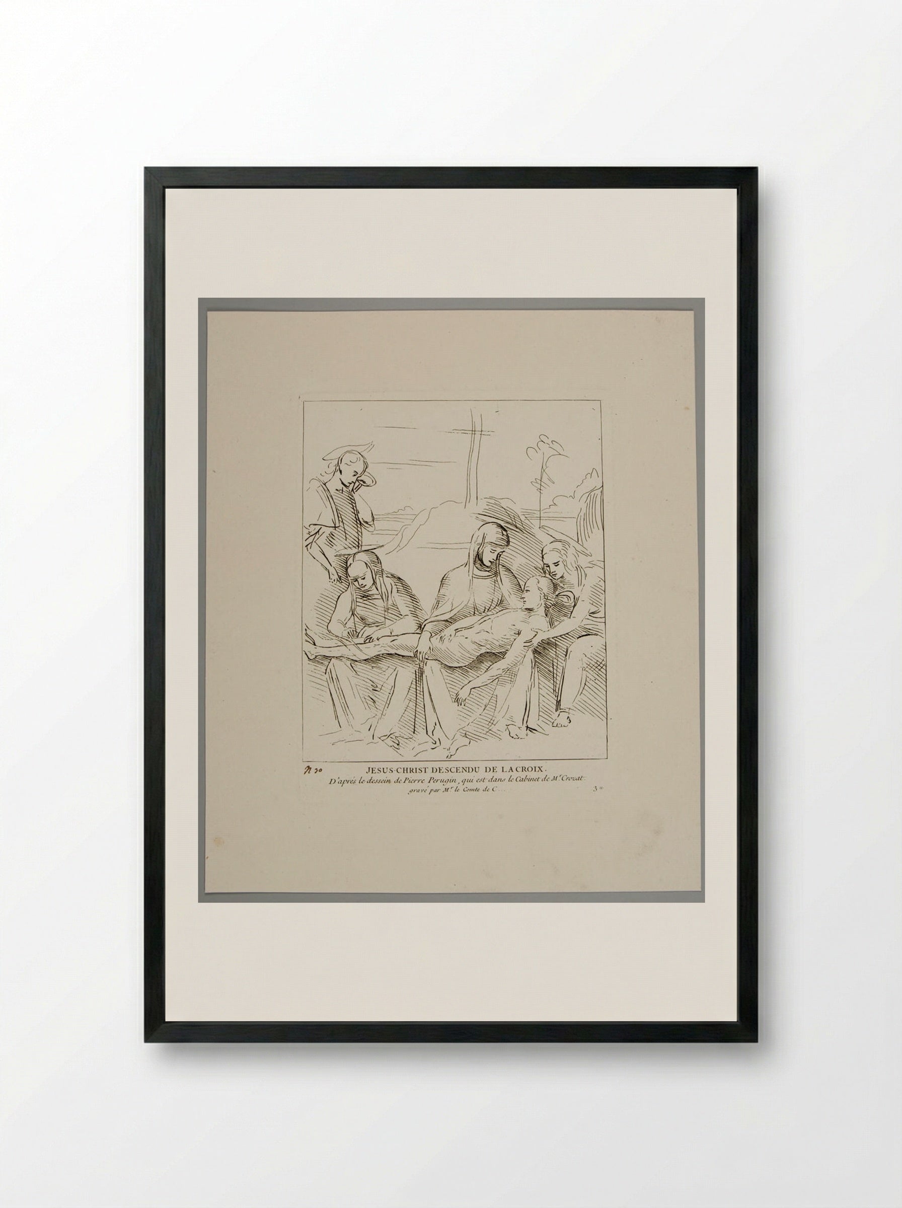 Lamentation (After Perugino) - Anne Claude de Thubières, comte de Caylus - Framed Print Black