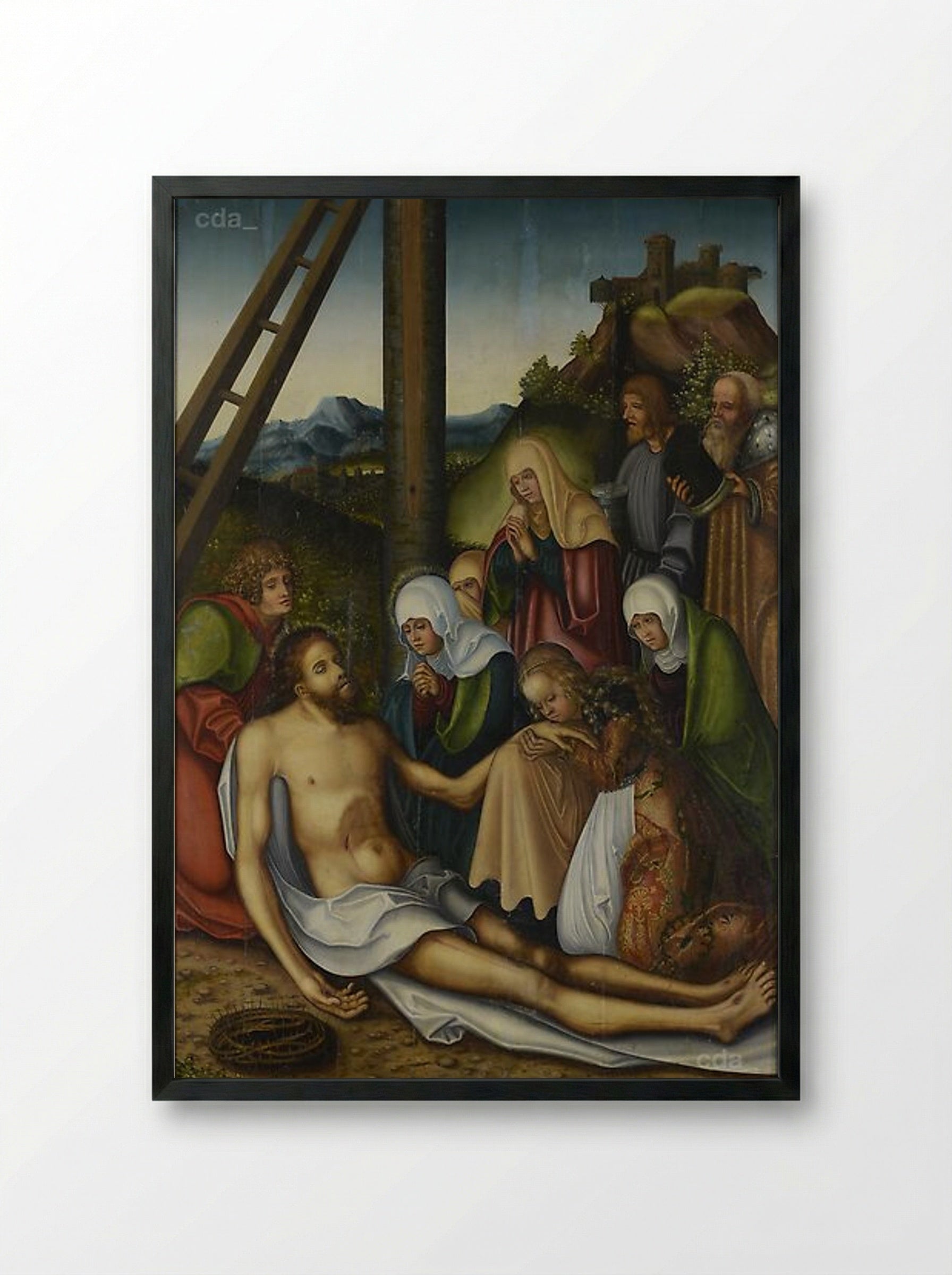 Lamentation for Christ - Lucas Cranach the Elder - Framed Print Black