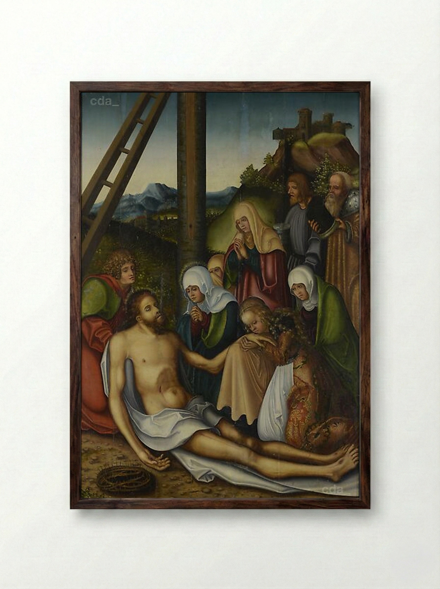 Lamentation for Christ - Lucas Cranach the Elder - Framed Print Dark Wood