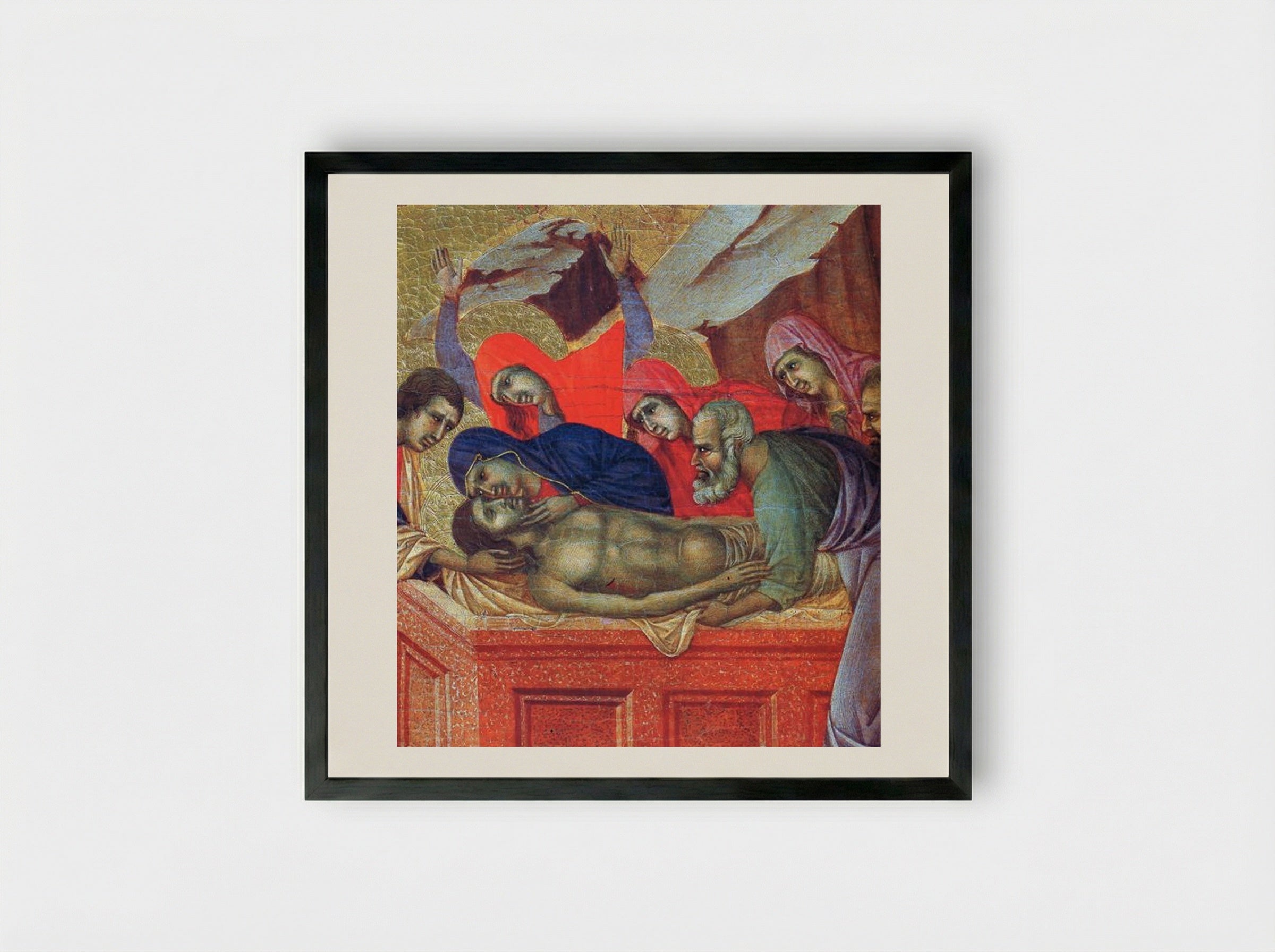 Lamentation of Christ (Fragment) - Duccio di Buoninsegna - Framed Print Black