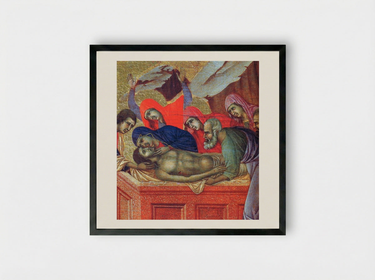 Lamentation of Christ (Fragment) - Duccio di Buoninsegna - Framed Print Black