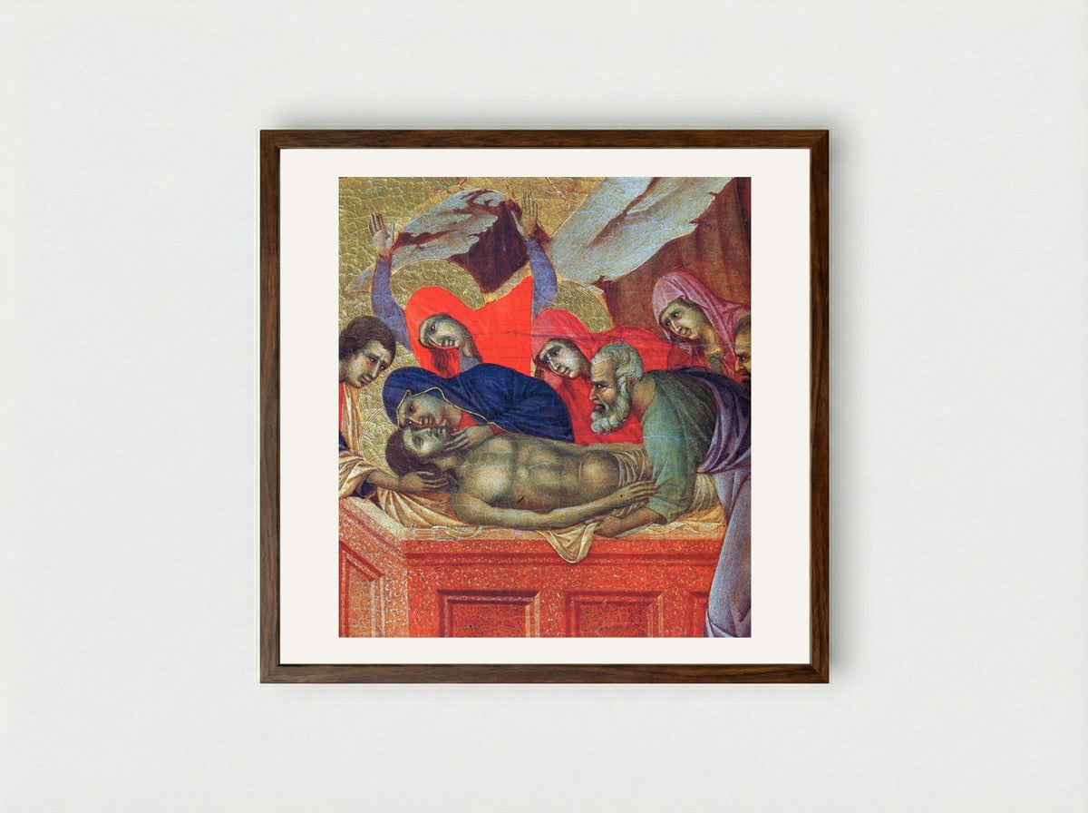 Lamentation of Christ (Fragment) - Duccio di Buoninsegna - Framed Print Dark Wood