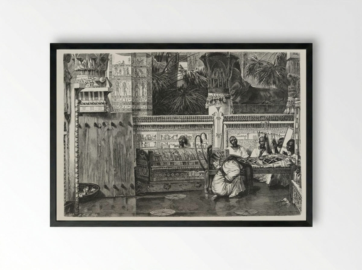 Lamentation of a Widow of Memphis at the Coffin of Her Husband - Sir Lawrence Alma-Tadema - Framed Print Black