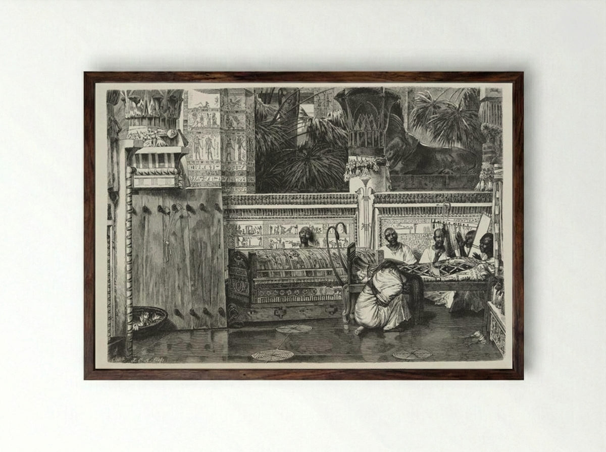 Lamentation of a Widow of Memphis at the Coffin of Her Husband - Sir Lawrence Alma-Tadema - Framed Print Dark Wood