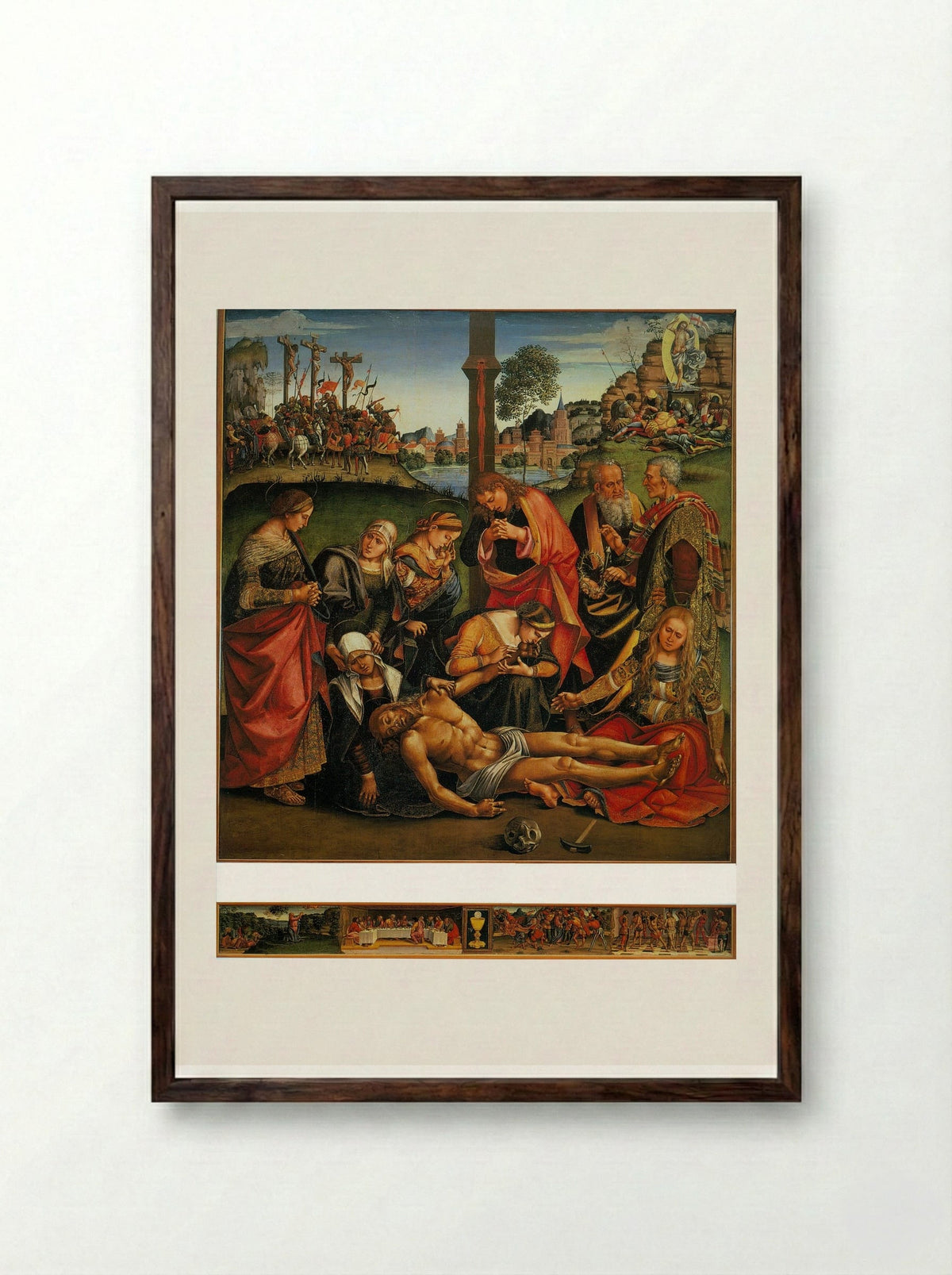 Lamentation over the Dead Christ - Luca Signorelli - Framed Print Dark Wood