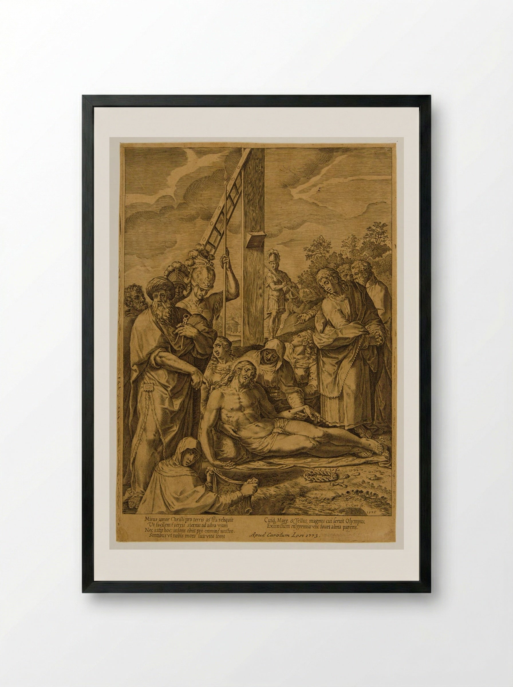 Lamentation - Cornelis Cort - Framed Print Black