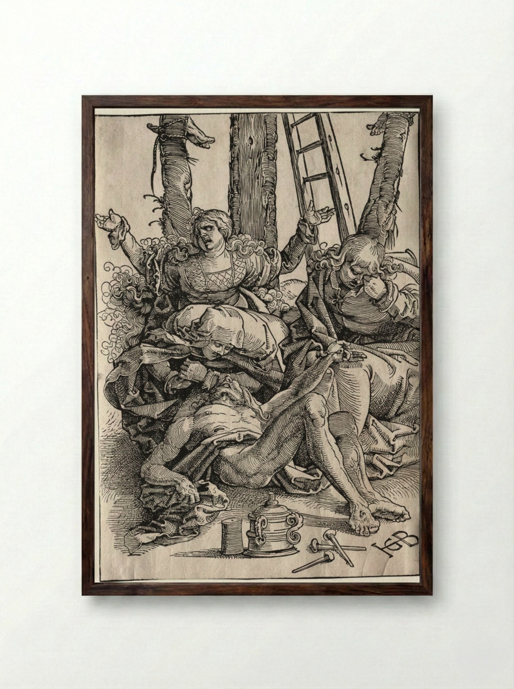Lamentation - Hans Baldung - Framed Print Dark Wood