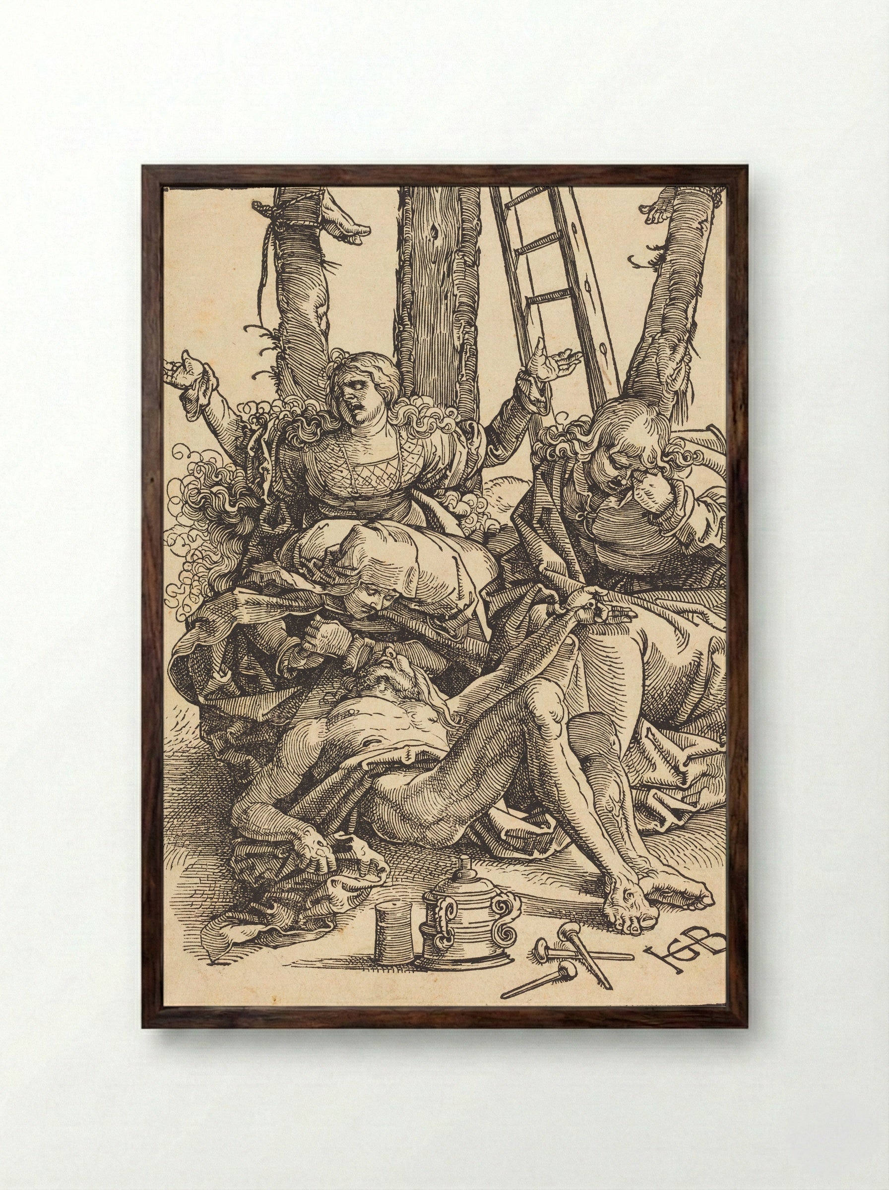 Lamentation - Hans Baldung Grien - Framed Print Dark Wood