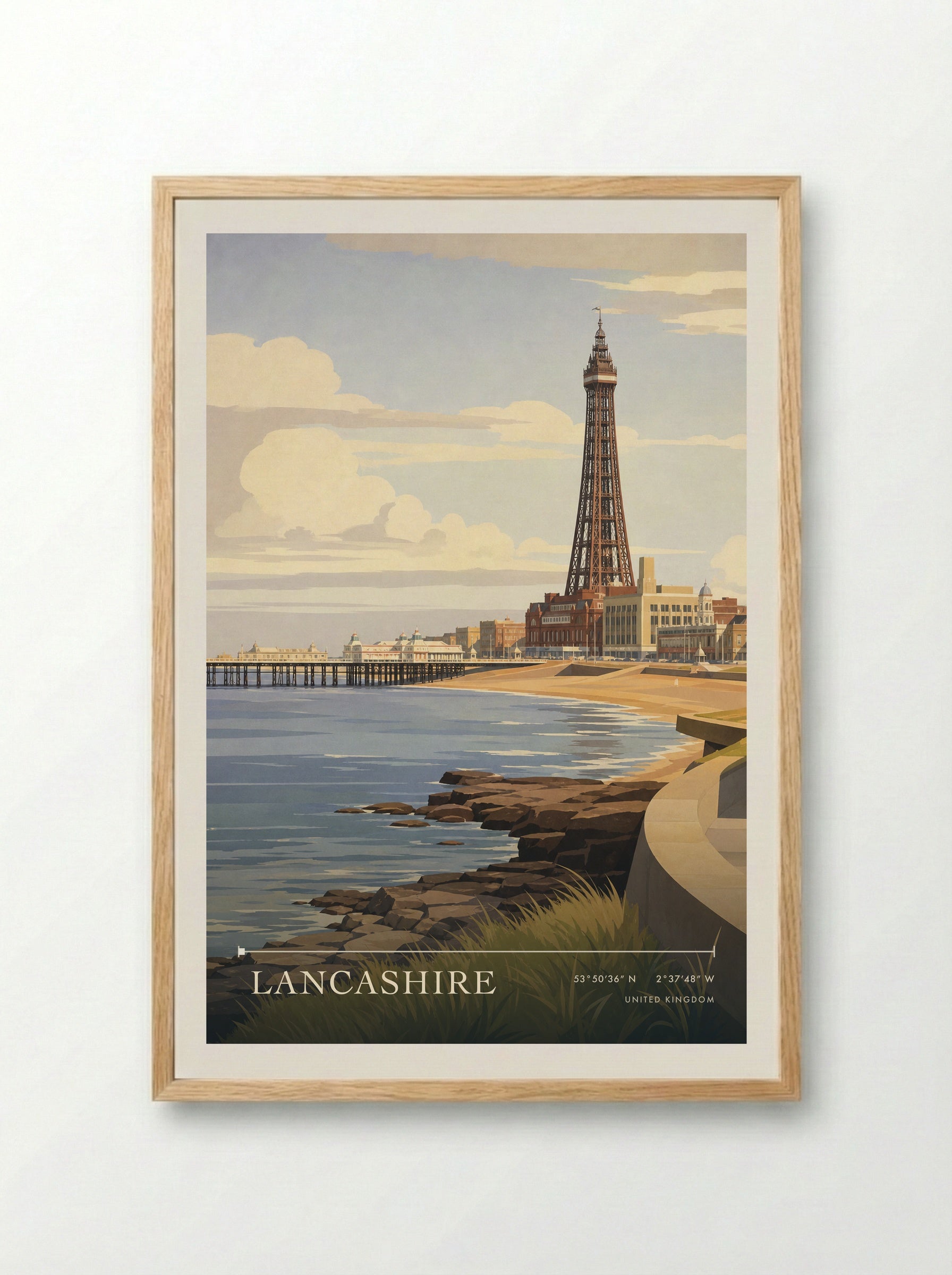 Lancashire United Kingdom Travel Poster - Framed Print Wood