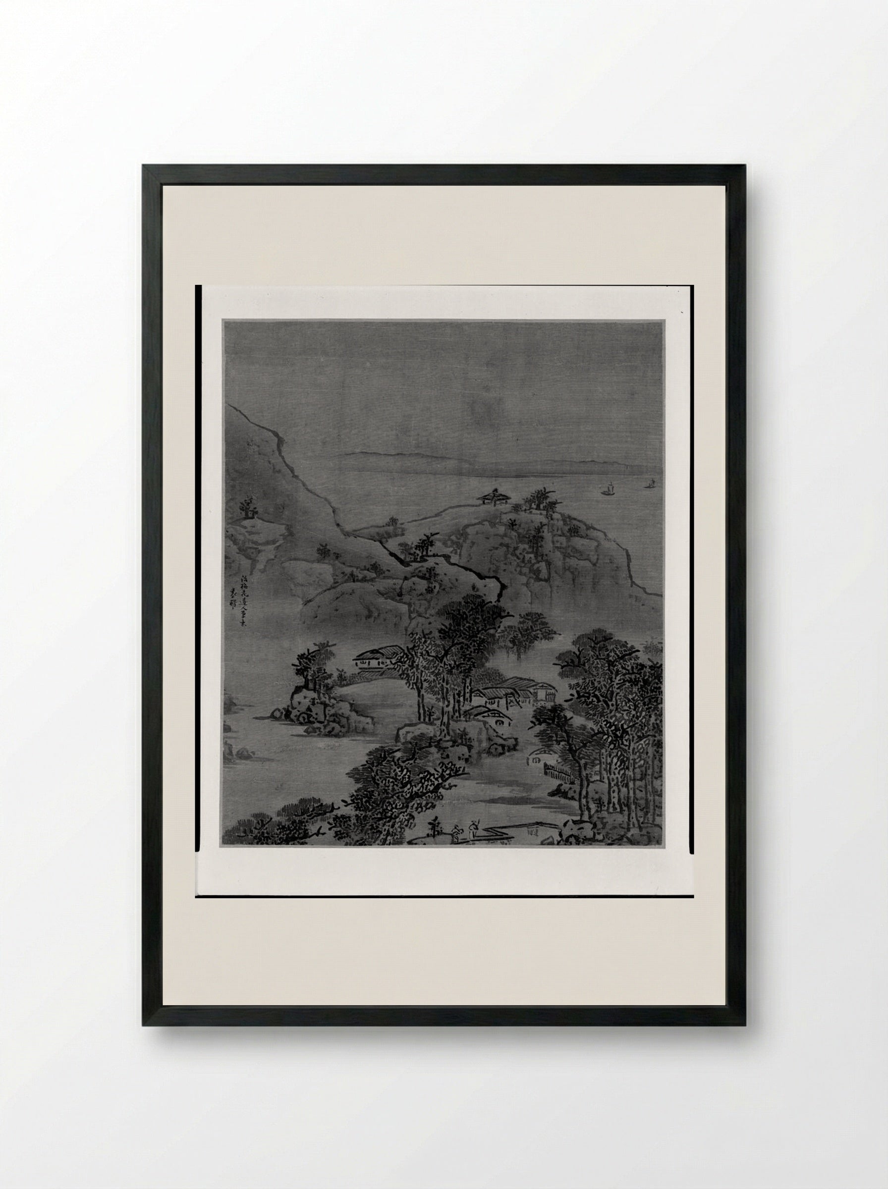 Landscape After Wu Chen - Yuan Yao - Framed Print Black