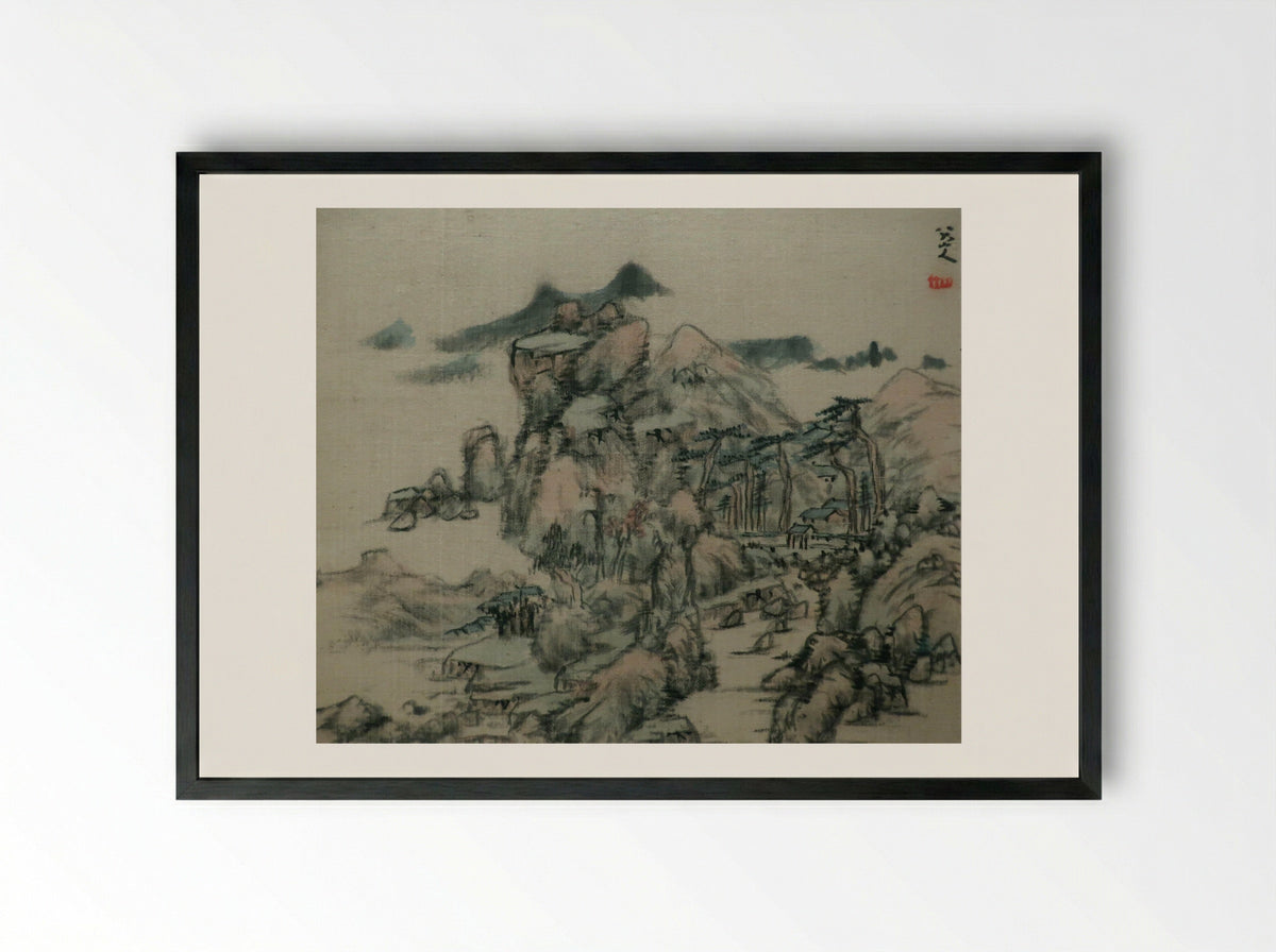 Landscape Album Leaf - Bada Shanren - Framed Print Black