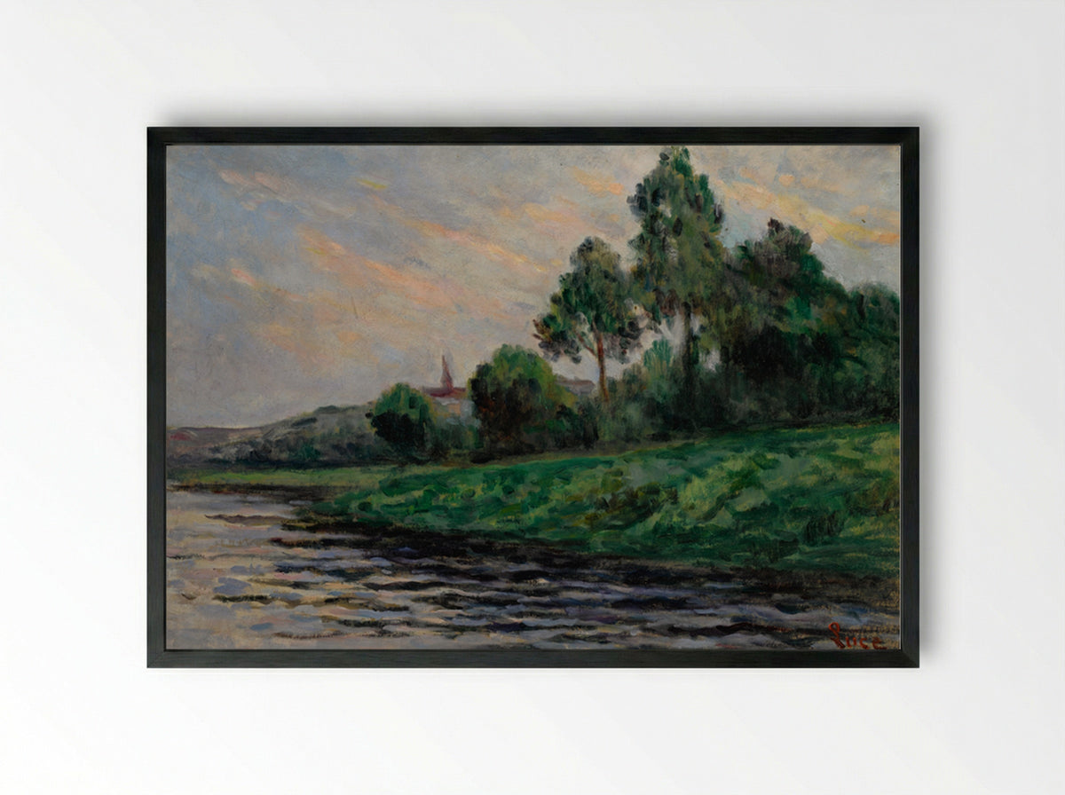 Landscape Around Mantes - Maximilien Luce - Framed Print Black