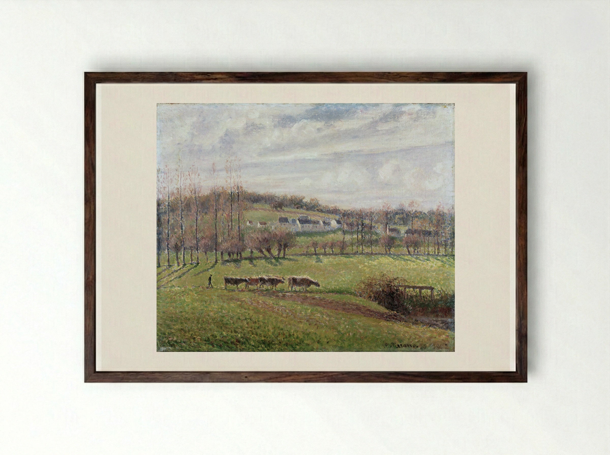 Landscape, Eragny - Camille Pissarro - Framed Print Dark Wood