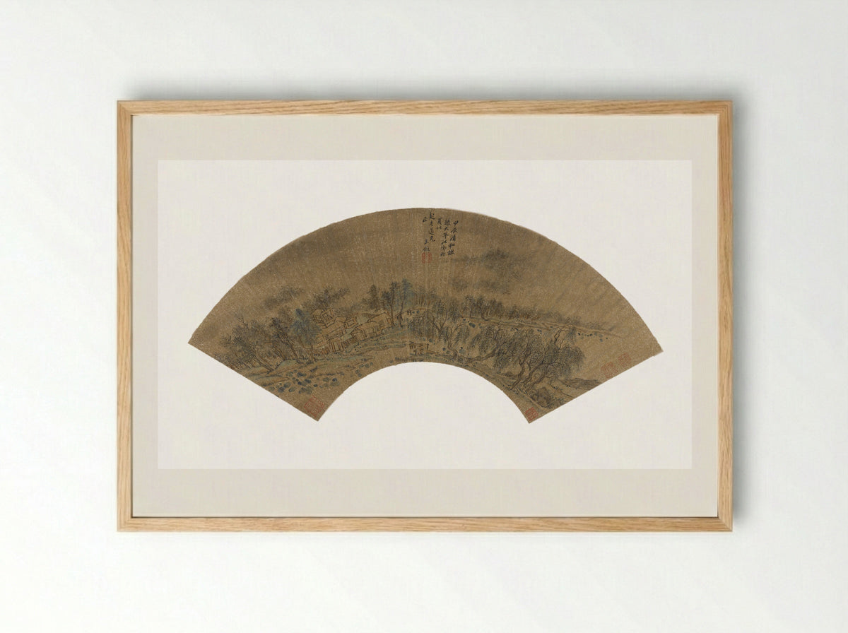 Landscape (Fan Painting) - Wang Jian - Framed Print Wood