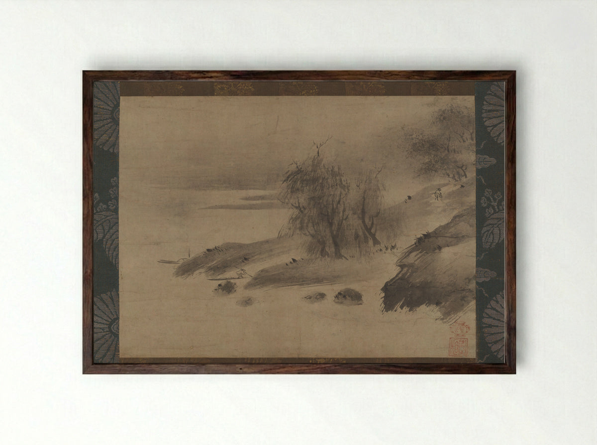 Landscape (Sōami) - Sōami - Framed Print Dark Wood