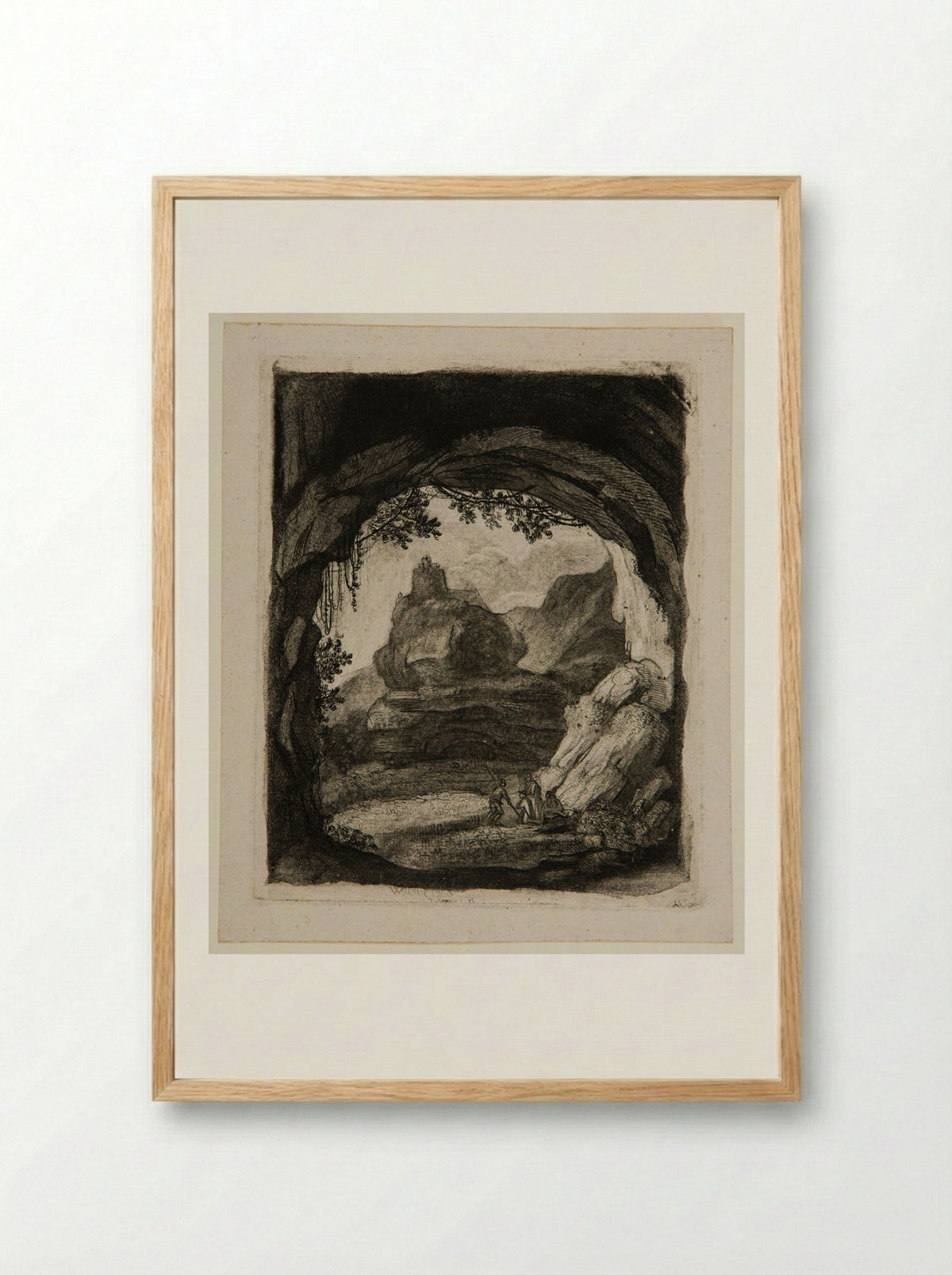 Landscape Seen from the Arch of a Cave - Claude Henri Watelet - Framed Print Wood