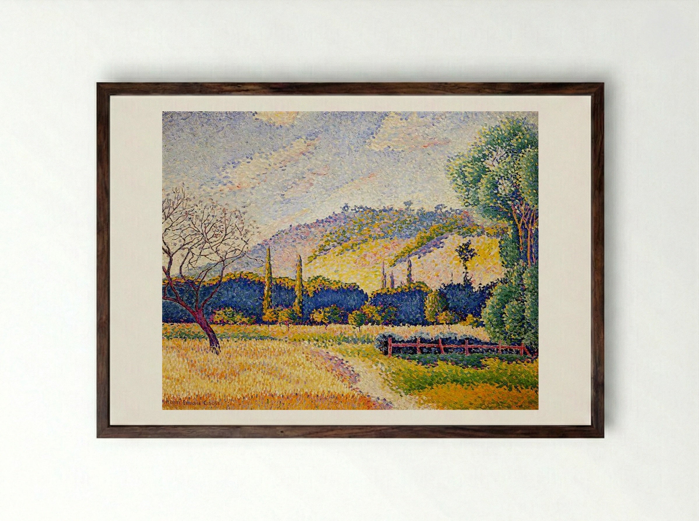 Landscape, St. Tropez - Henri-Edmond Cross - Framed Print Dark Wood