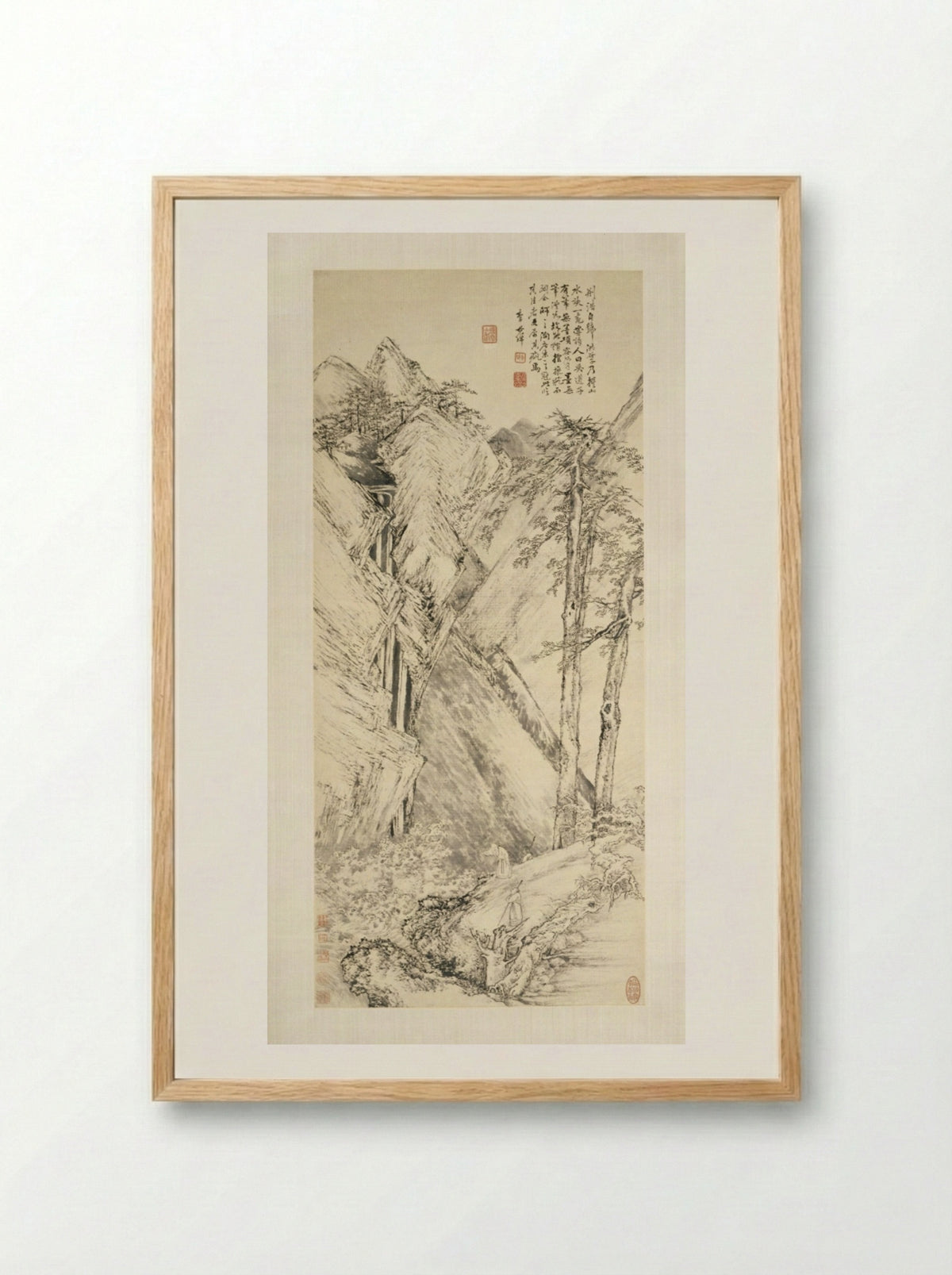 Landscape after Jing Hao and Guan Tong - Li Shizhuo - Framed Print Wood