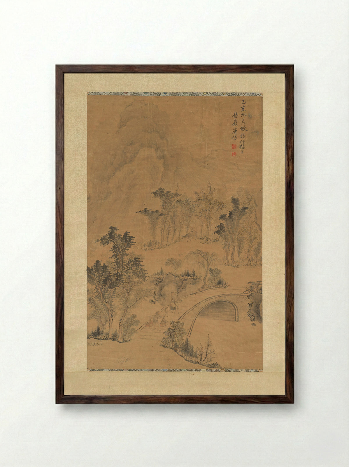 Landscape after Zhang Sengyu - Tang Dai - Framed Print Dark Wood