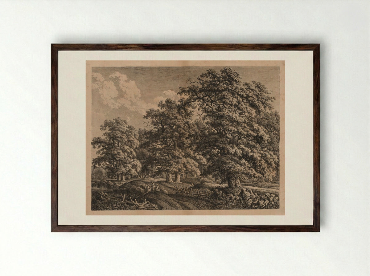 Landscape and Three Figures - Carl Wilhelm I Kolbe - Framed Print Dark Wood